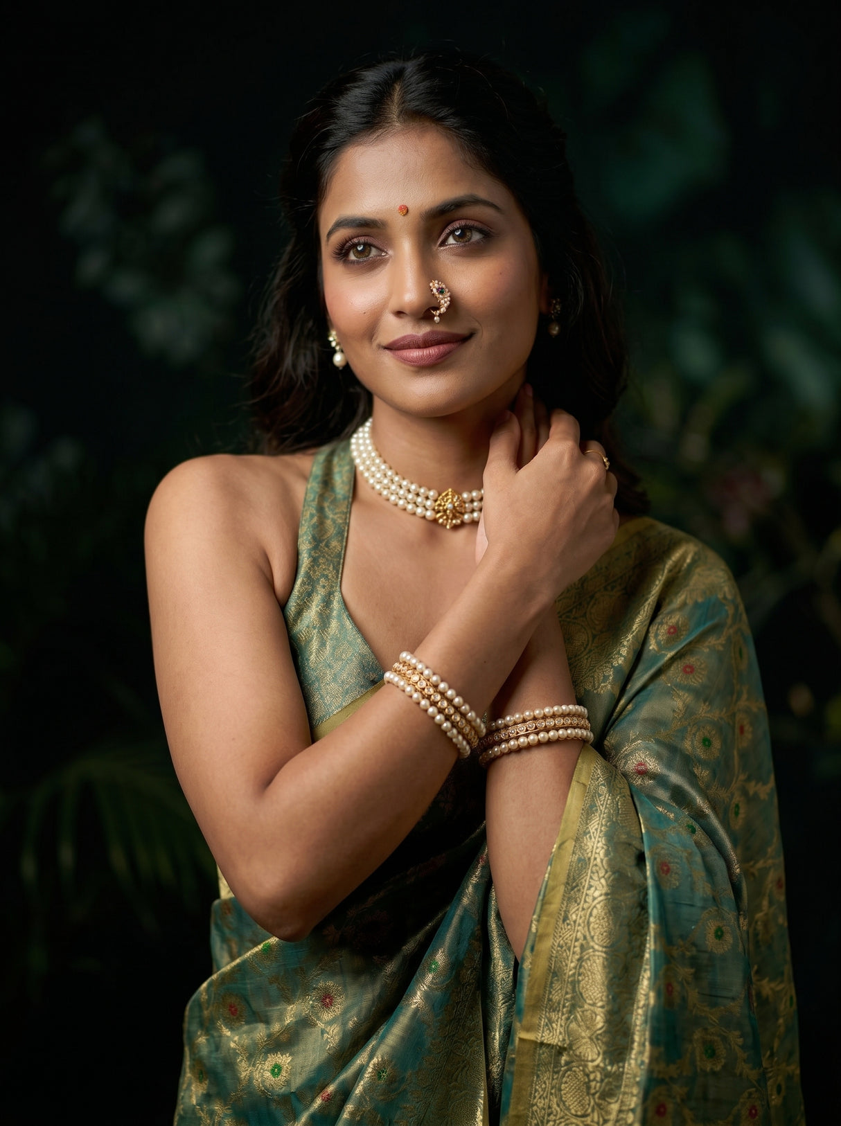 MIMOSA Rama Banarasi Saree — pose 10 styling detail