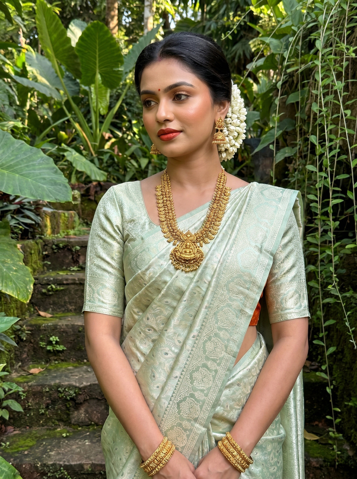 MIMOSA Pista Kanjivaram Art Silk Saree β Lower Drape Detail