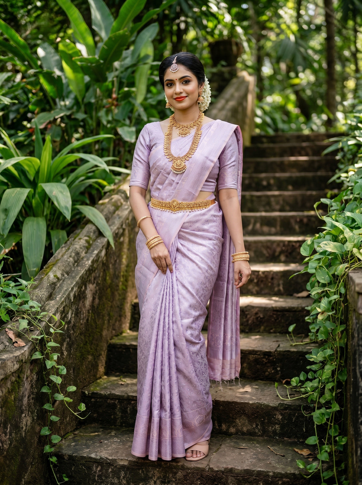 MIMOSA Violet Kanjivaram Art Silk Saree β Full View