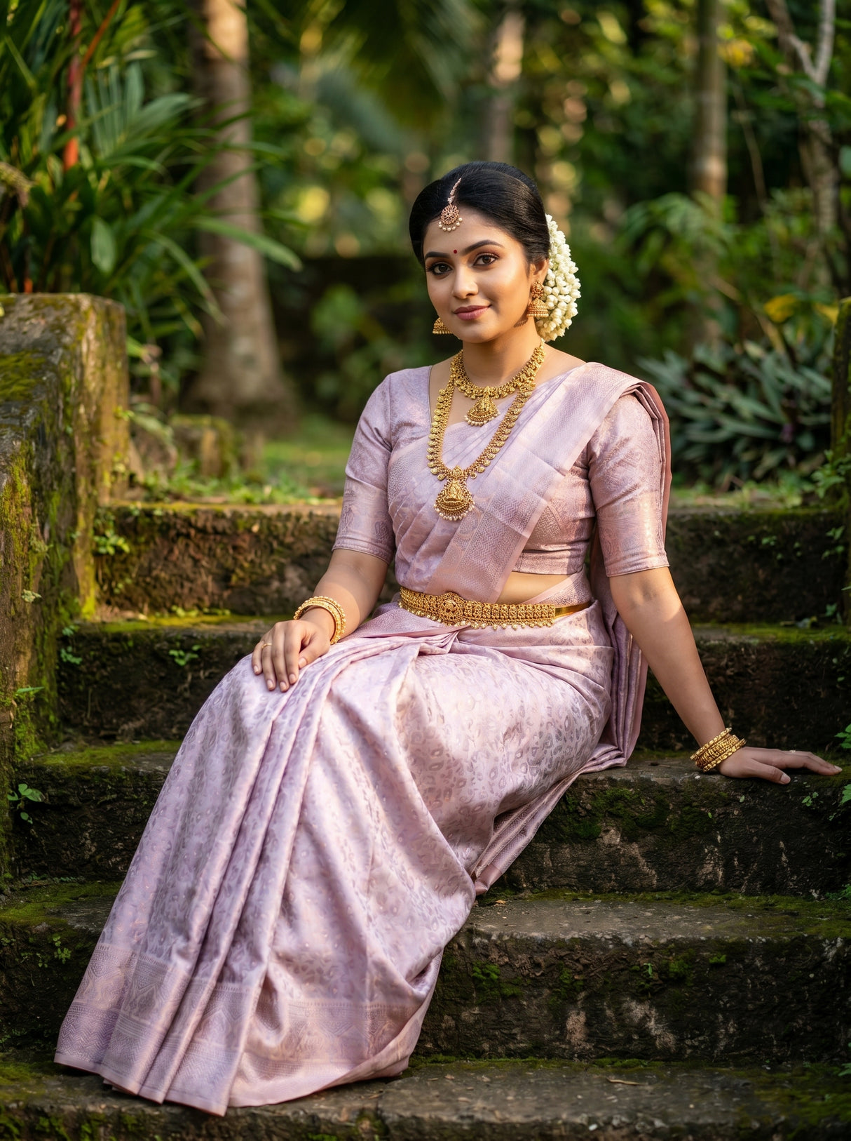 MIMOSA Violet Kanjivaram Art Silk Saree β Lower Drape Detail