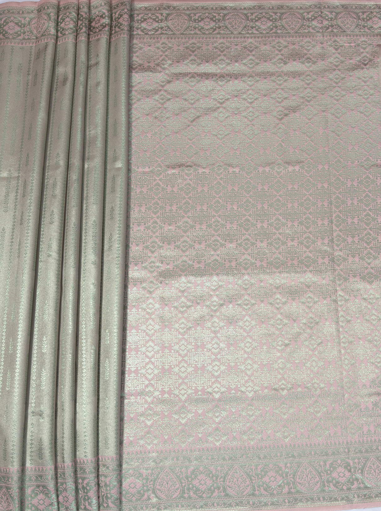 MIMOSA Pink Kanjivaram Art Silk Saree β pallu and zari work detail