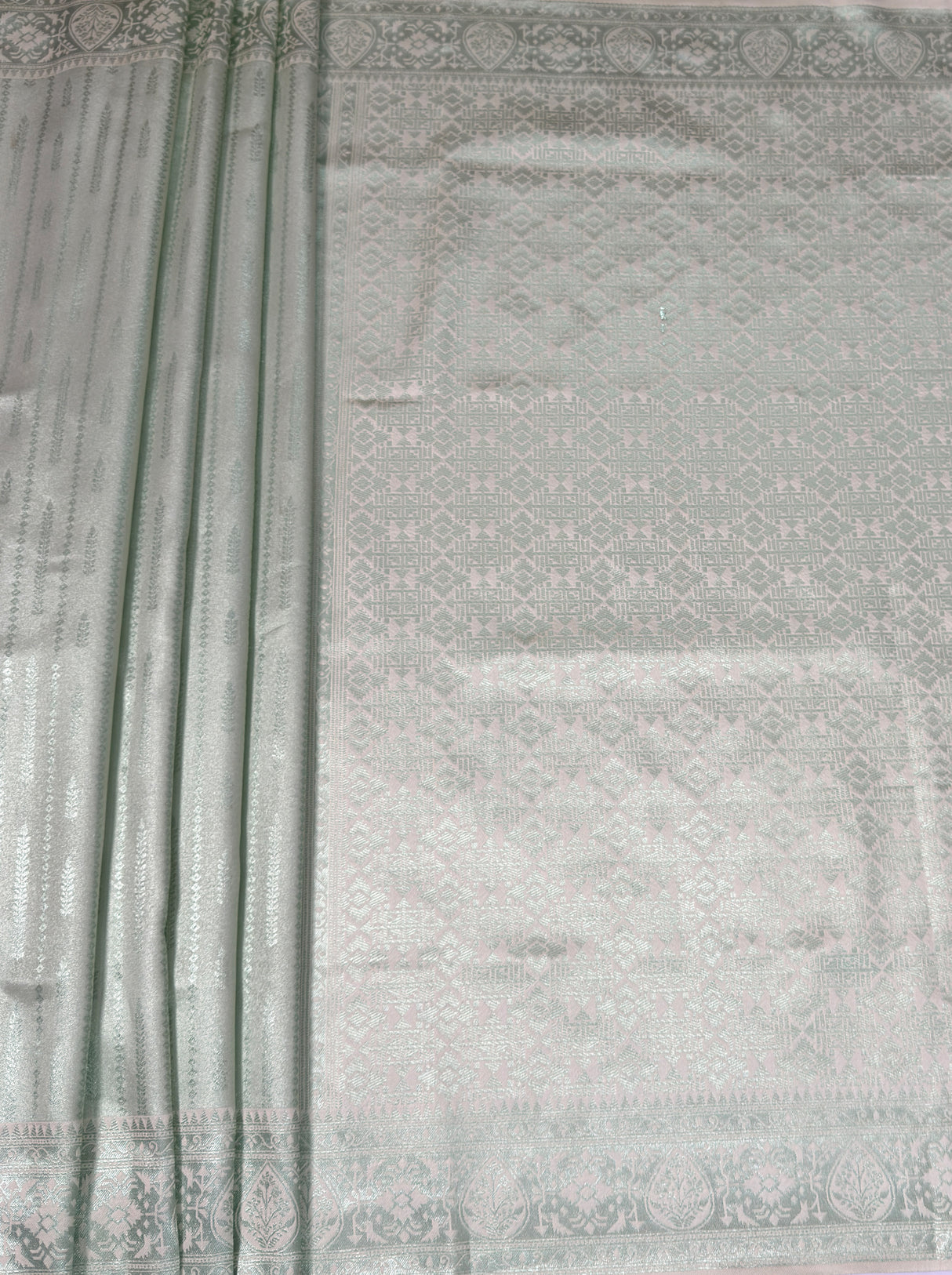 MIMOSA Pista Kanjivaram Art Silk Saree β pallu and zari work detail