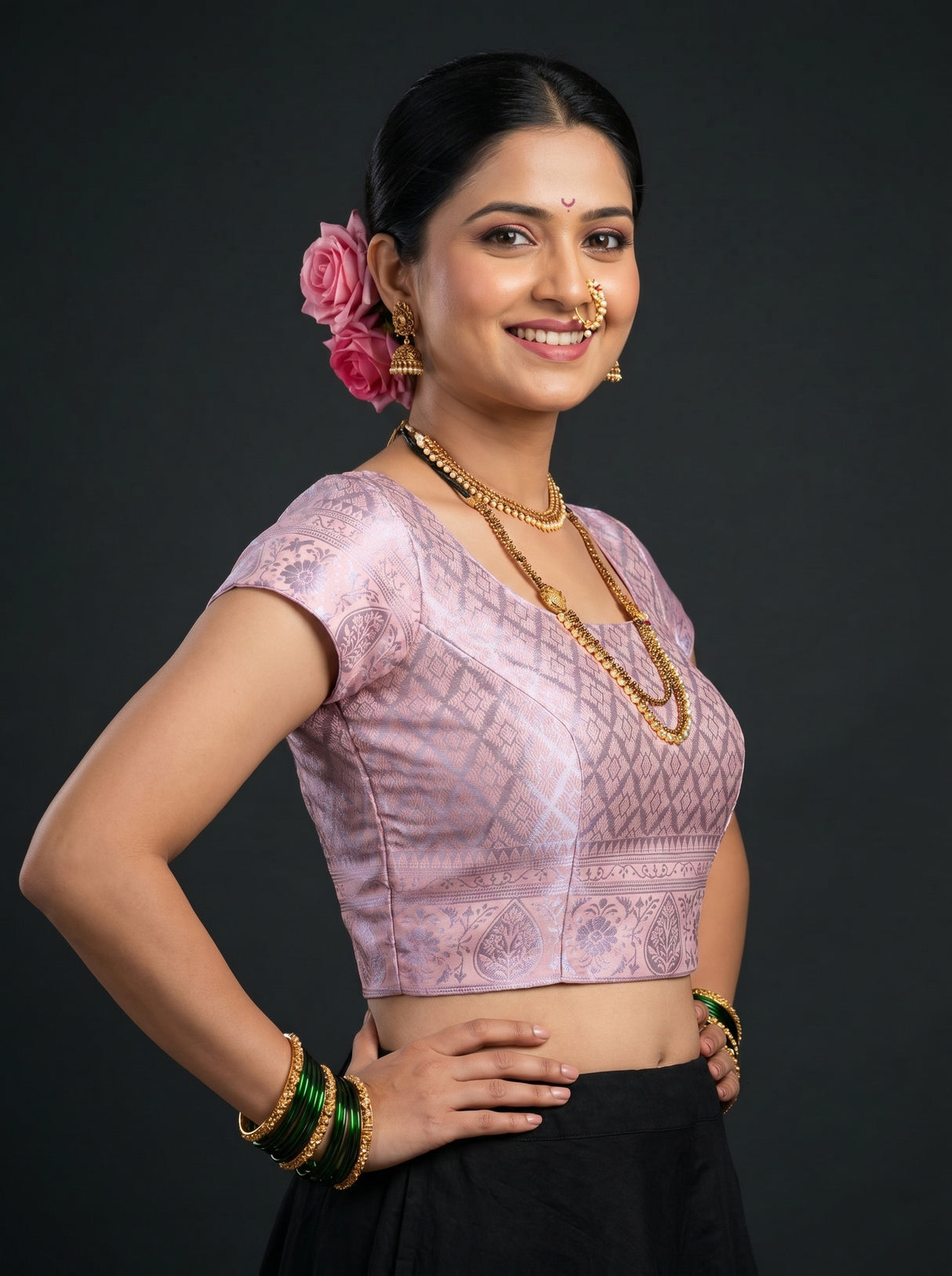 MIMOSA Violet Kanjivaram Art Silk Saree β blouse close-up