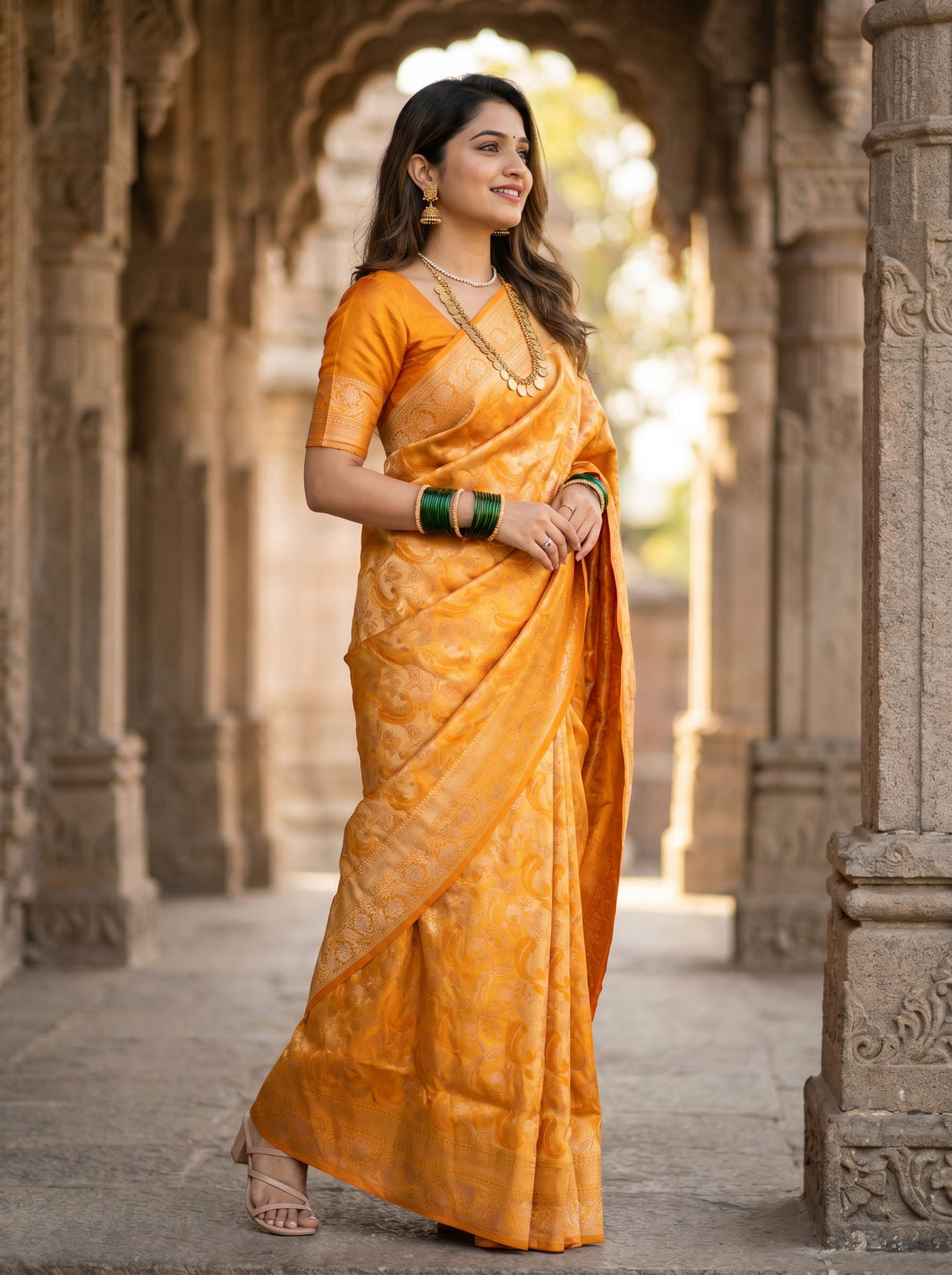 MIMOSA Mustard Saree Saree — pose 3 styling detail