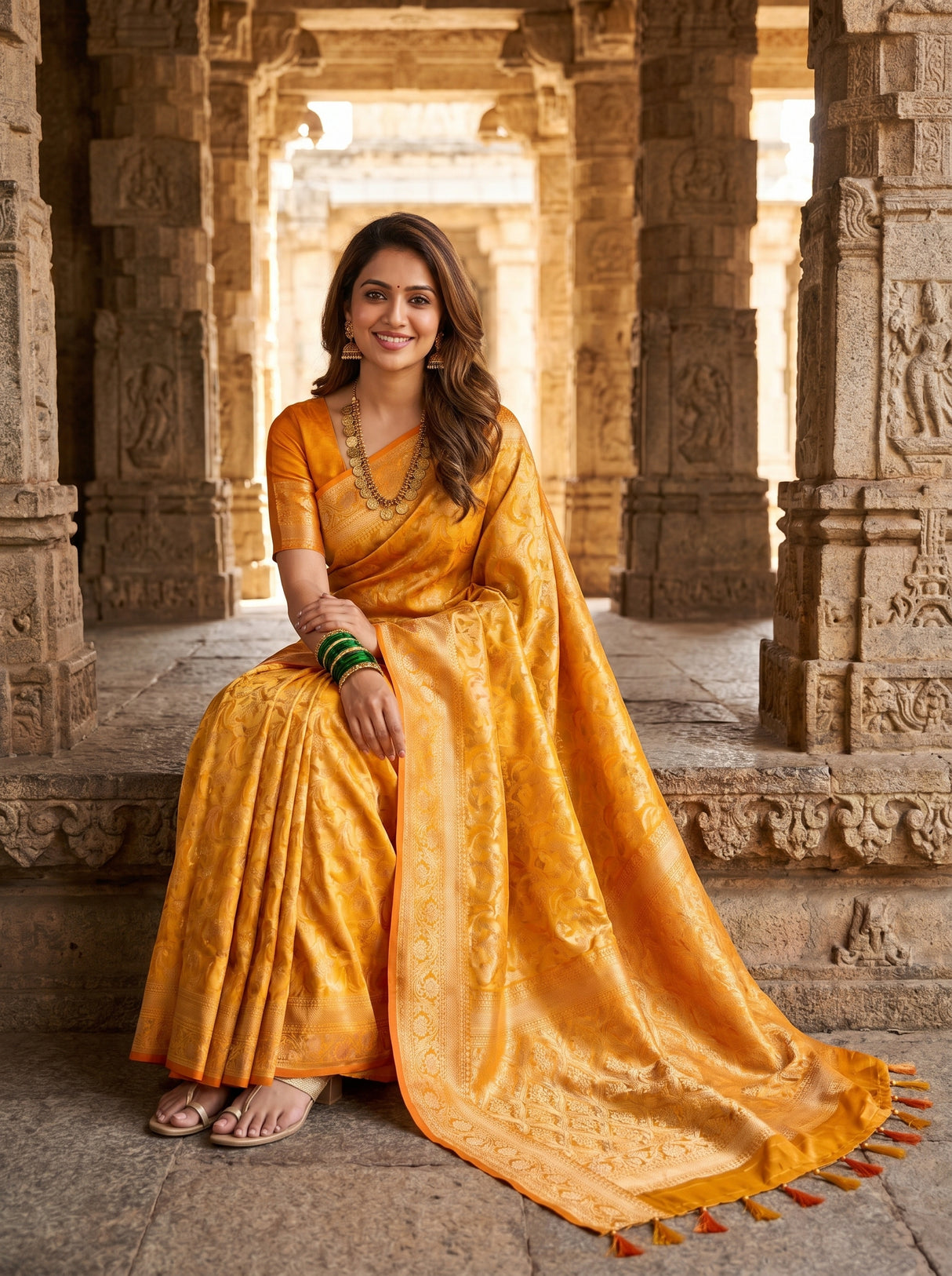 MIMOSA Mustard Saree Saree — pose 8 styling detail