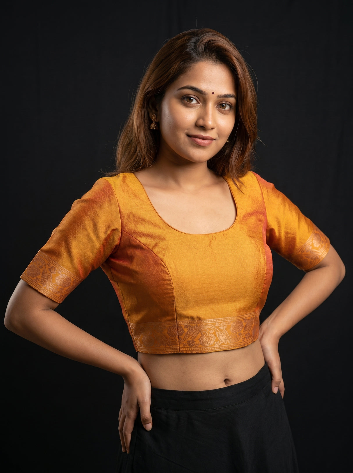 MIMOSA Mustard Saree Saree — blouse close-up