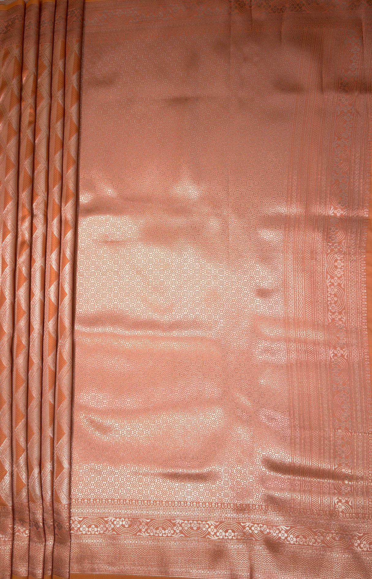 MIMOSA Orange Kanjivaram Art Silk Saree — pallu and zari work detail