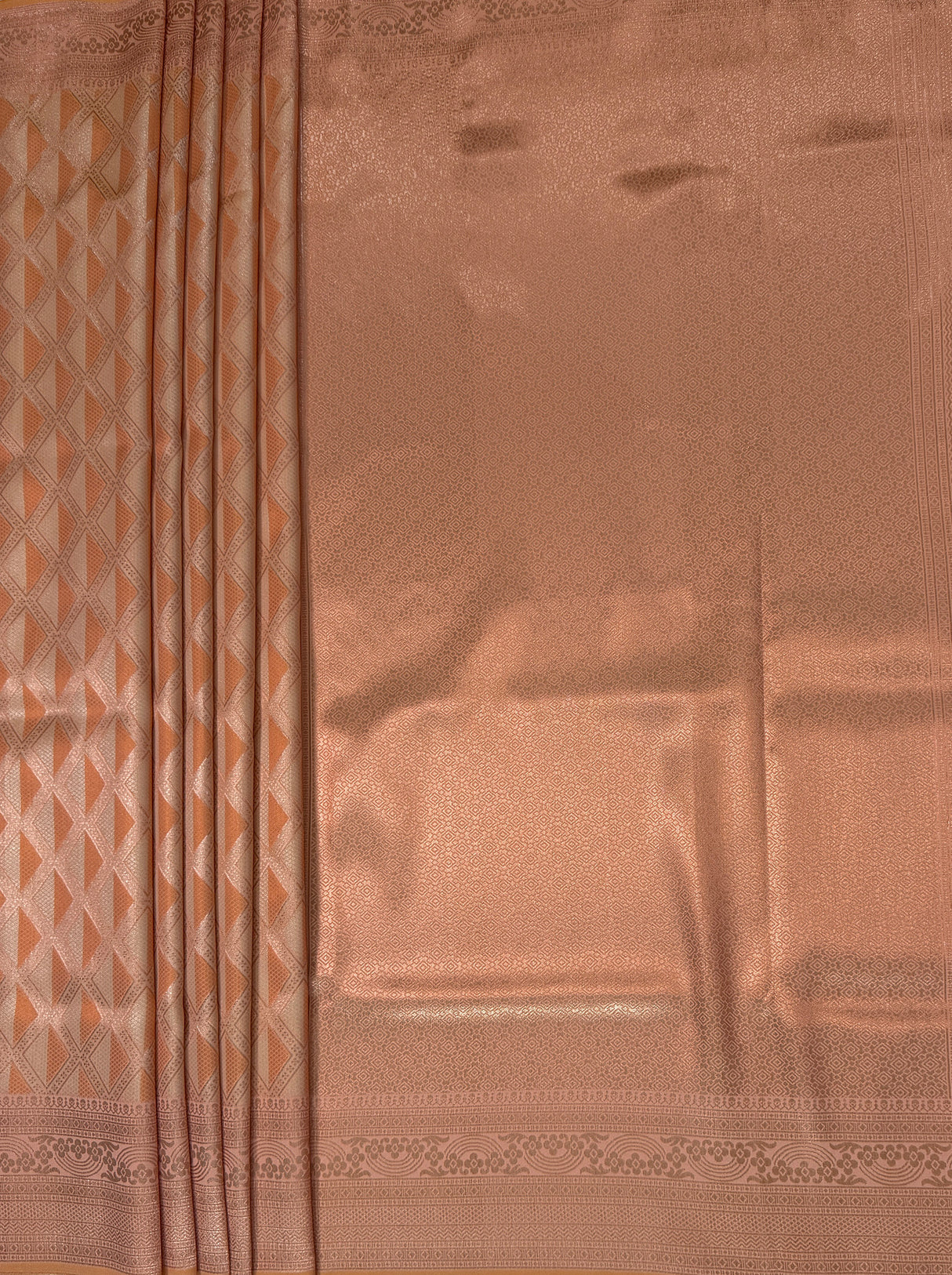 MIMOSA Peach Kanjivaram Art Silk Saree — pallu and zari work detail