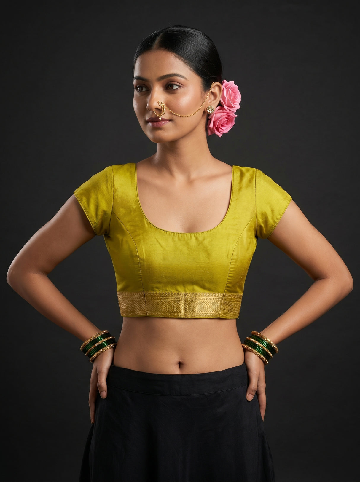 MIMOSA Grey Kanjivaram Art Silk Saree β blouse close-up