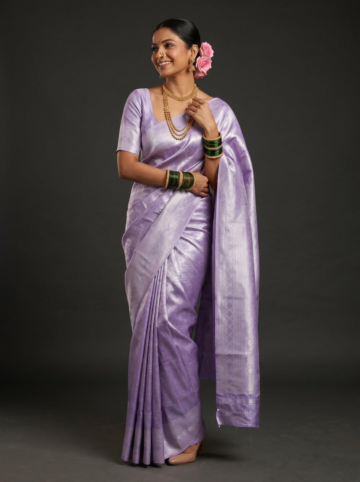 MIMOSA Violet Kanjivaram Art Silk Saree β Pallu detail