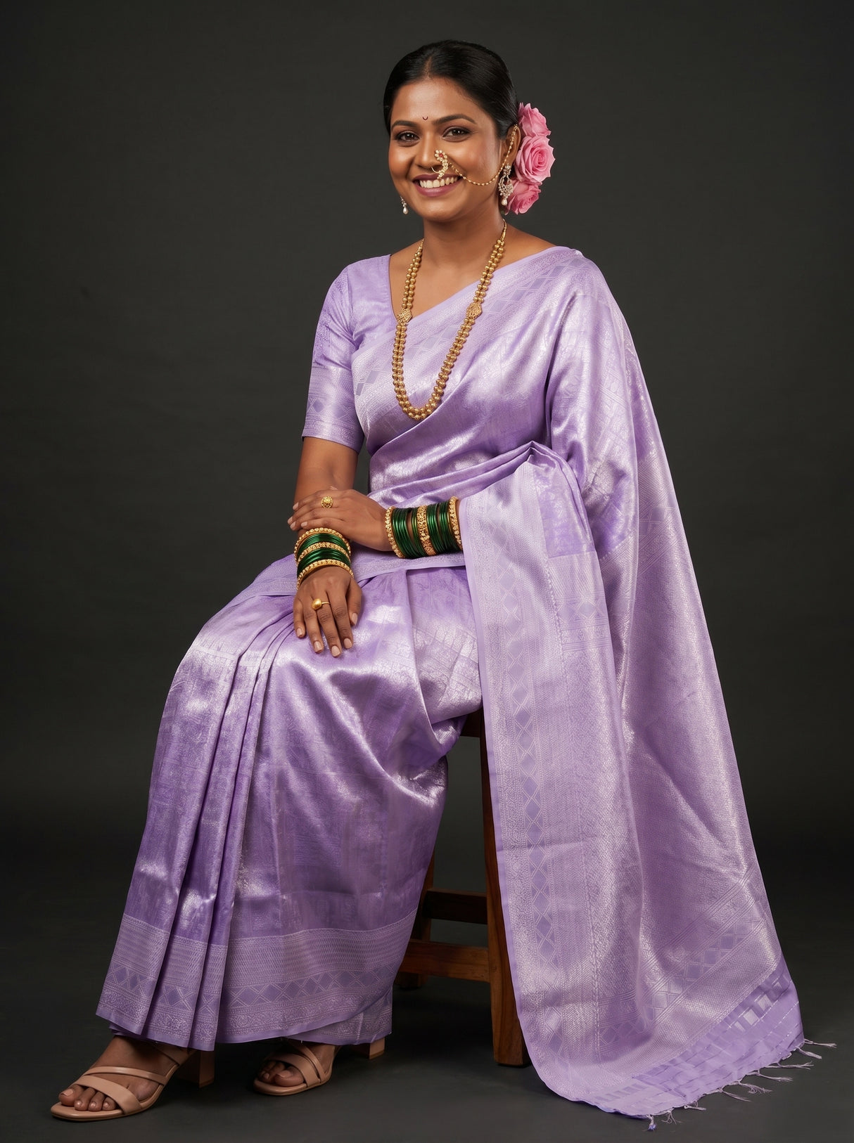 MIMOSA Violet Kanjivaram Art Silk Saree β pose 8 styling detail