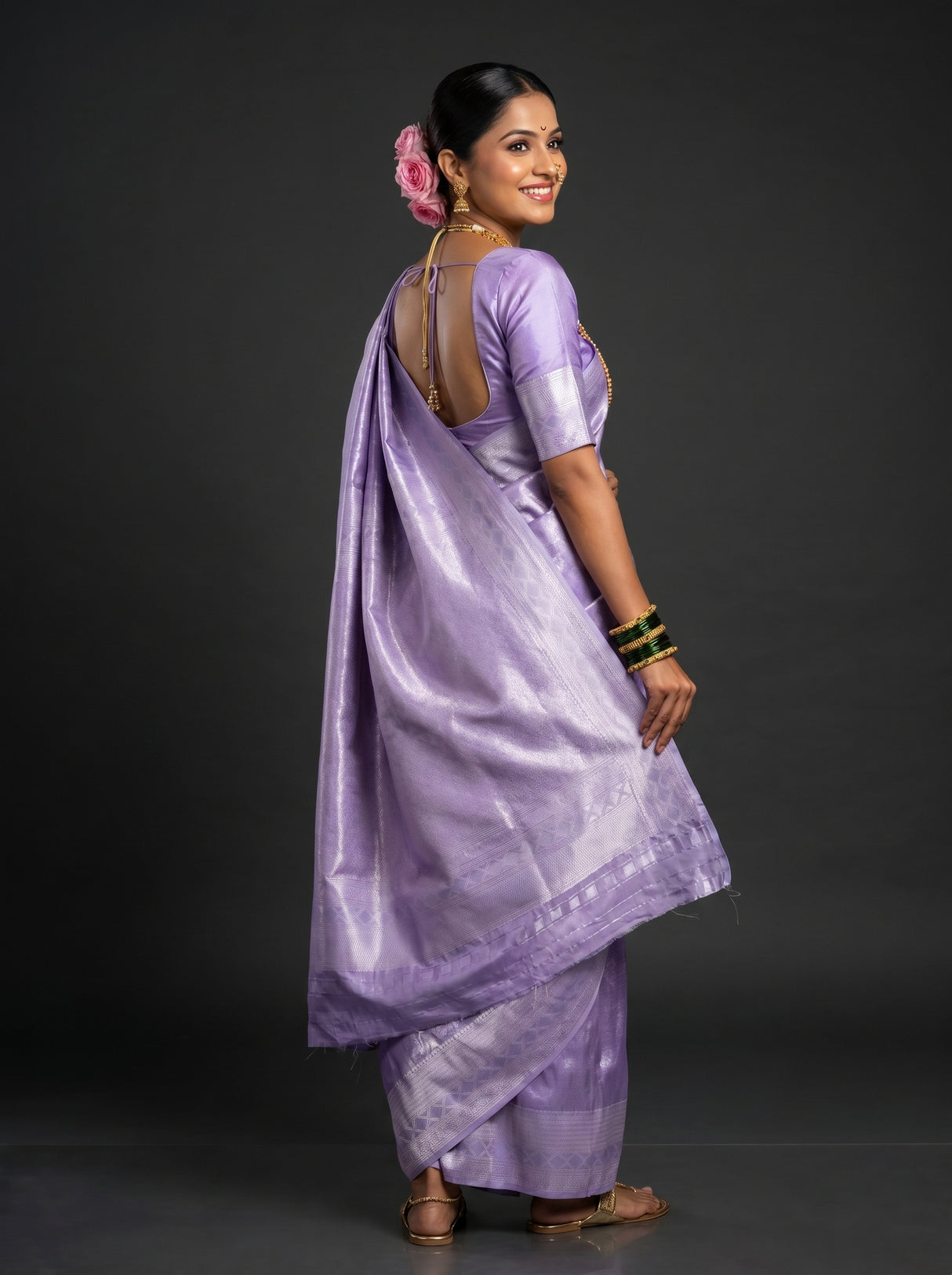 MIMOSA Violet Kanjivaram Art Silk Saree β pose 9 styling detail