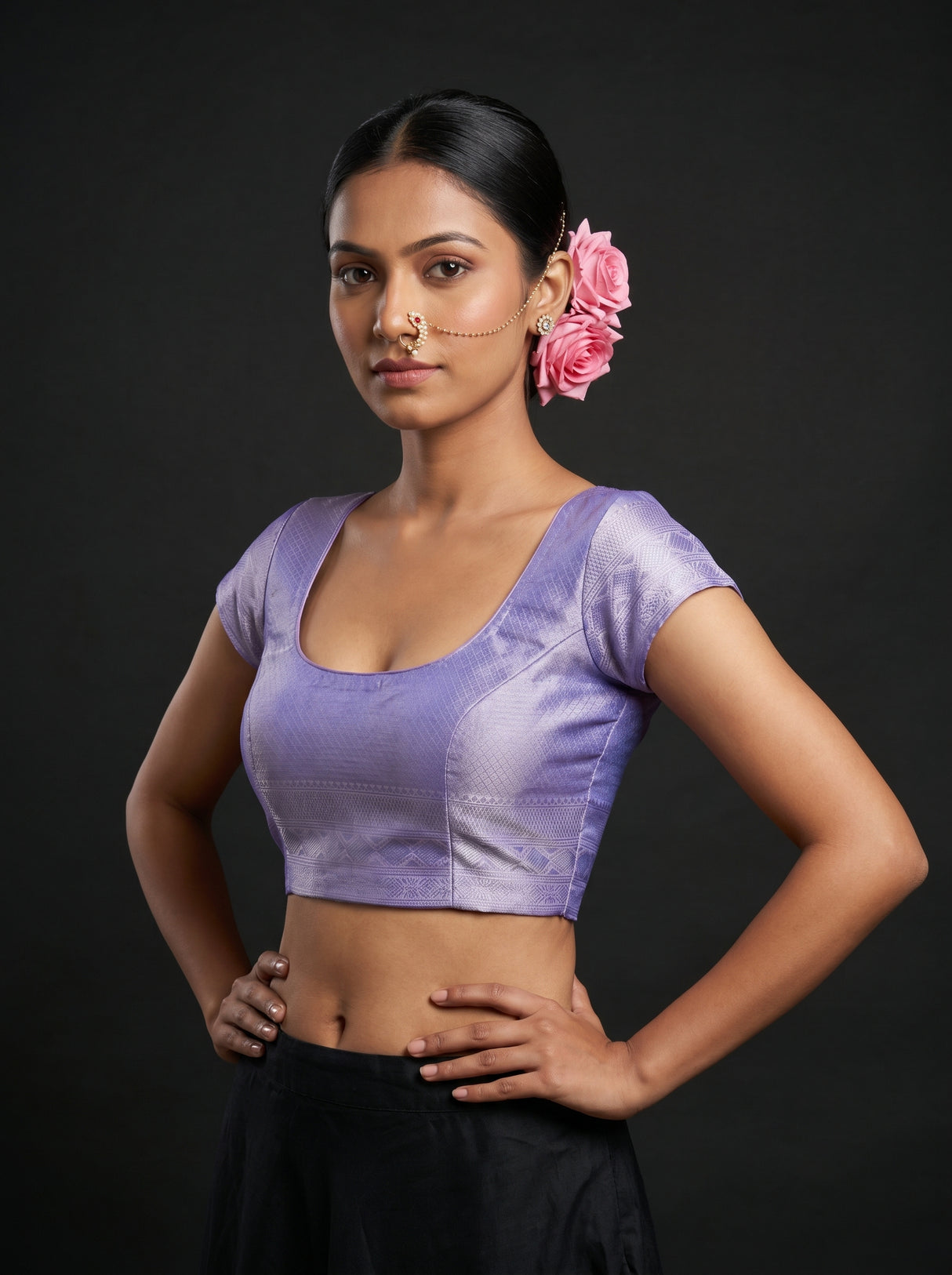 MIMOSA Violet Kanjivaram Art Silk Saree β blouse close-up