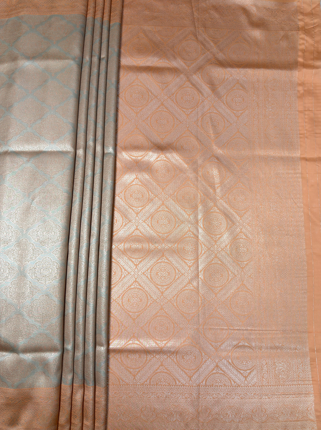 MIMOSA Chikoo Kanjivaram Art Silk Saree — Pallu End Detail