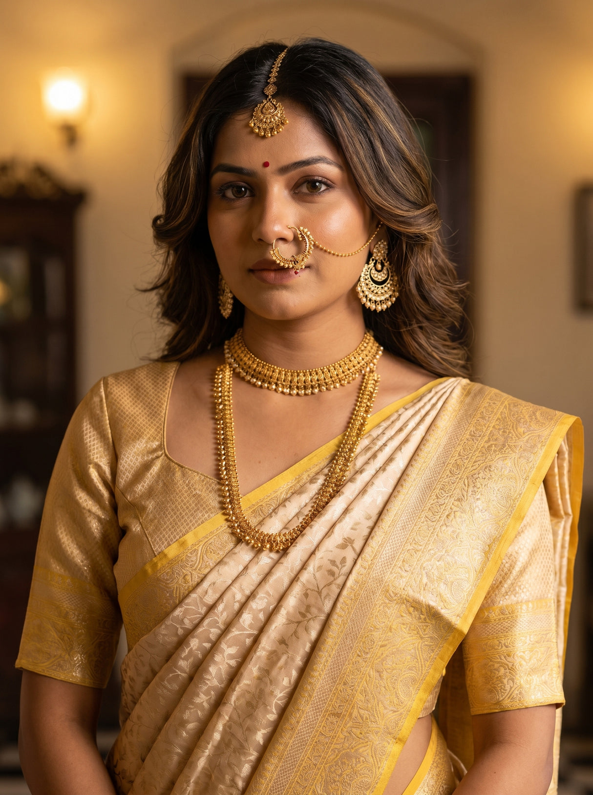 MIMOSA Mustard Kanjivaram Art Silk Saree β pose 10 styling detail