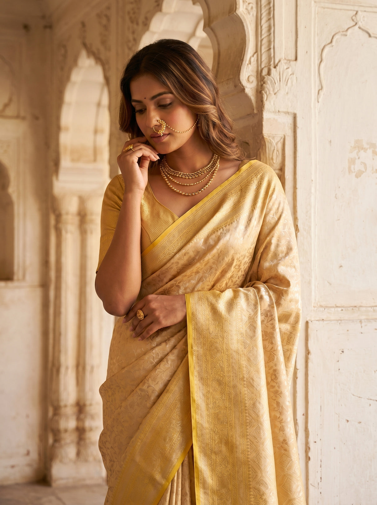 MIMOSA Mustard Kanjivaram Art Silk Saree β detailed view of the border