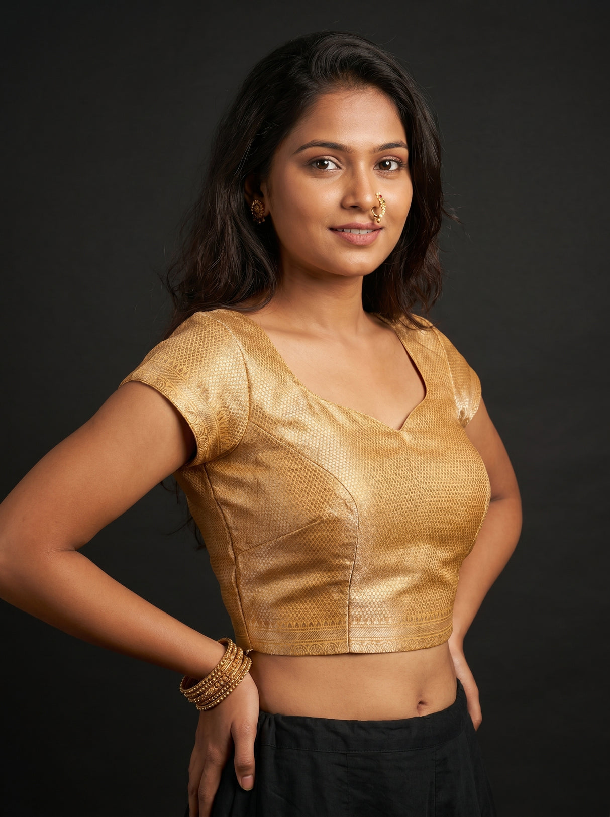 MIMOSA Mustard Kanjivaram Art Silk Saree β blouse close-up