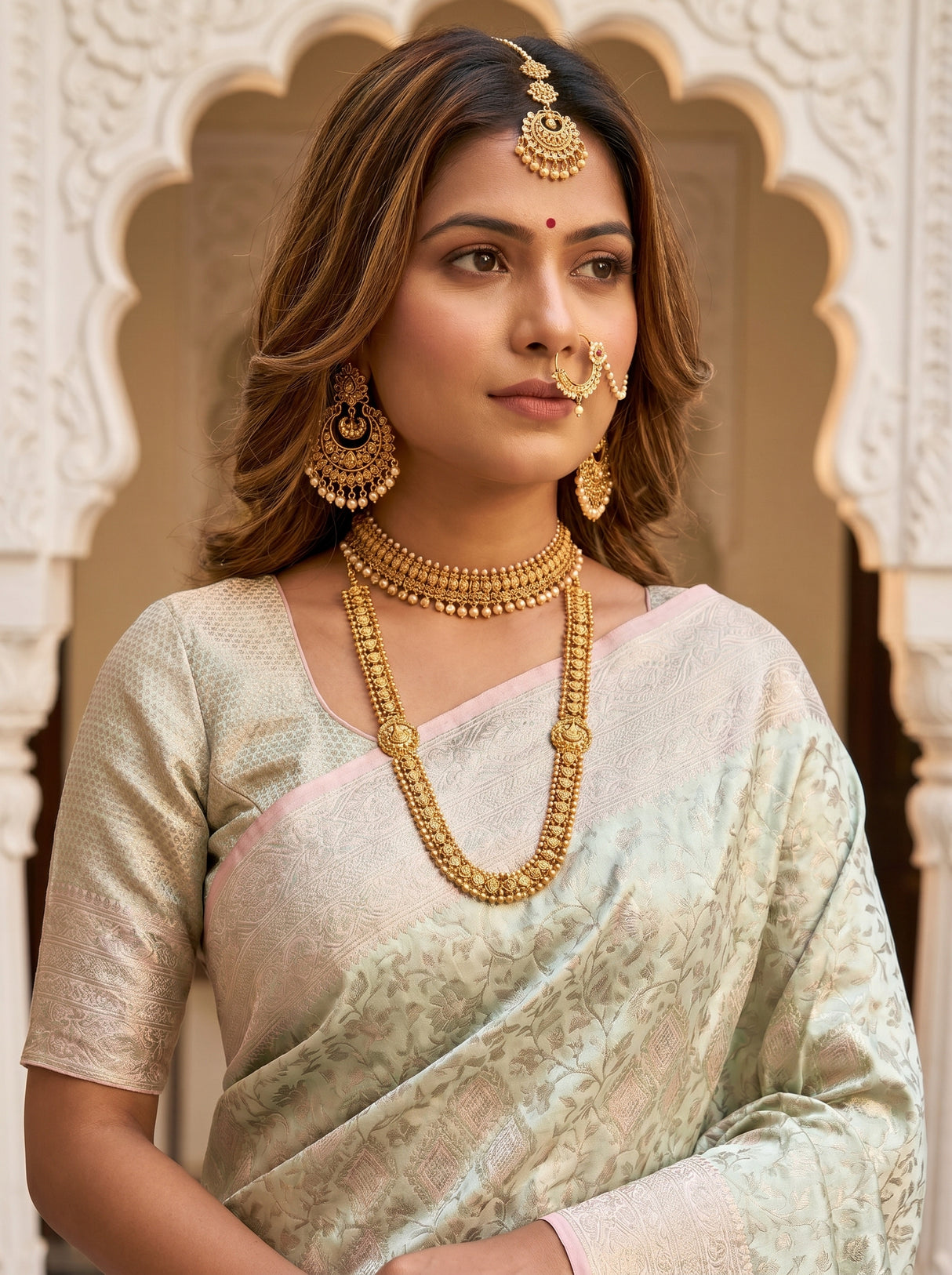 MIMOSA Pink Kanjivaram Art Silk Saree β pose 10 styling detail