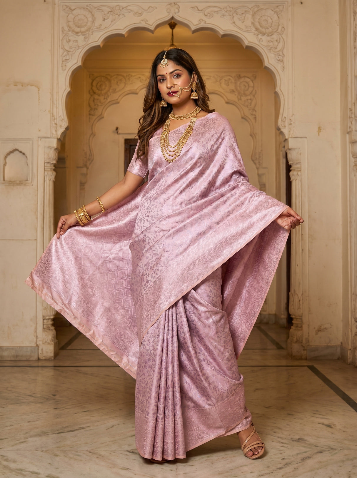 MIMOSA Violet Kanjivaram Art Silk Saree β pose 6 styling detail