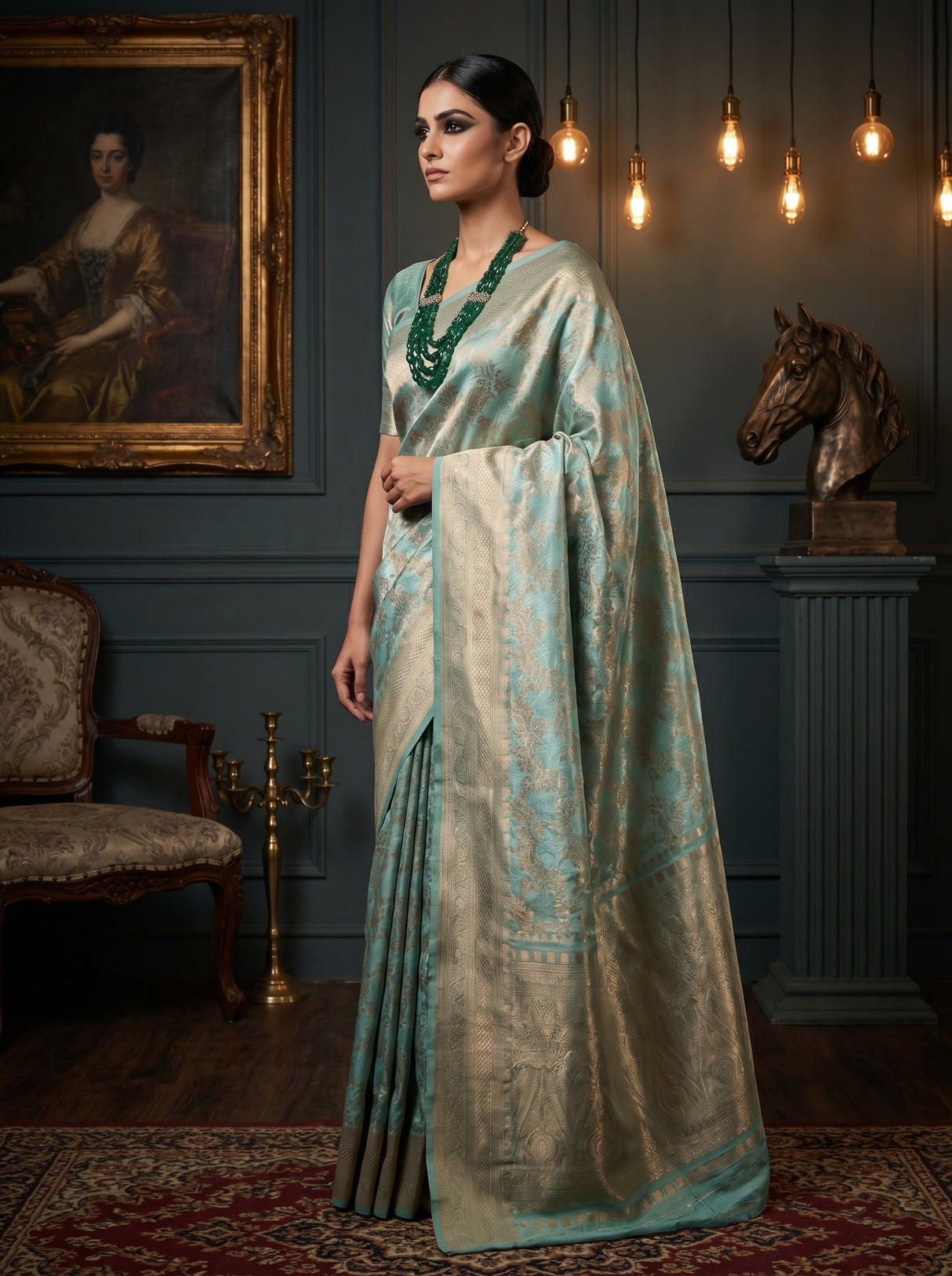 MIMOSA Ananda Kanjivaram Art Silk Saree β detail of fabric and border