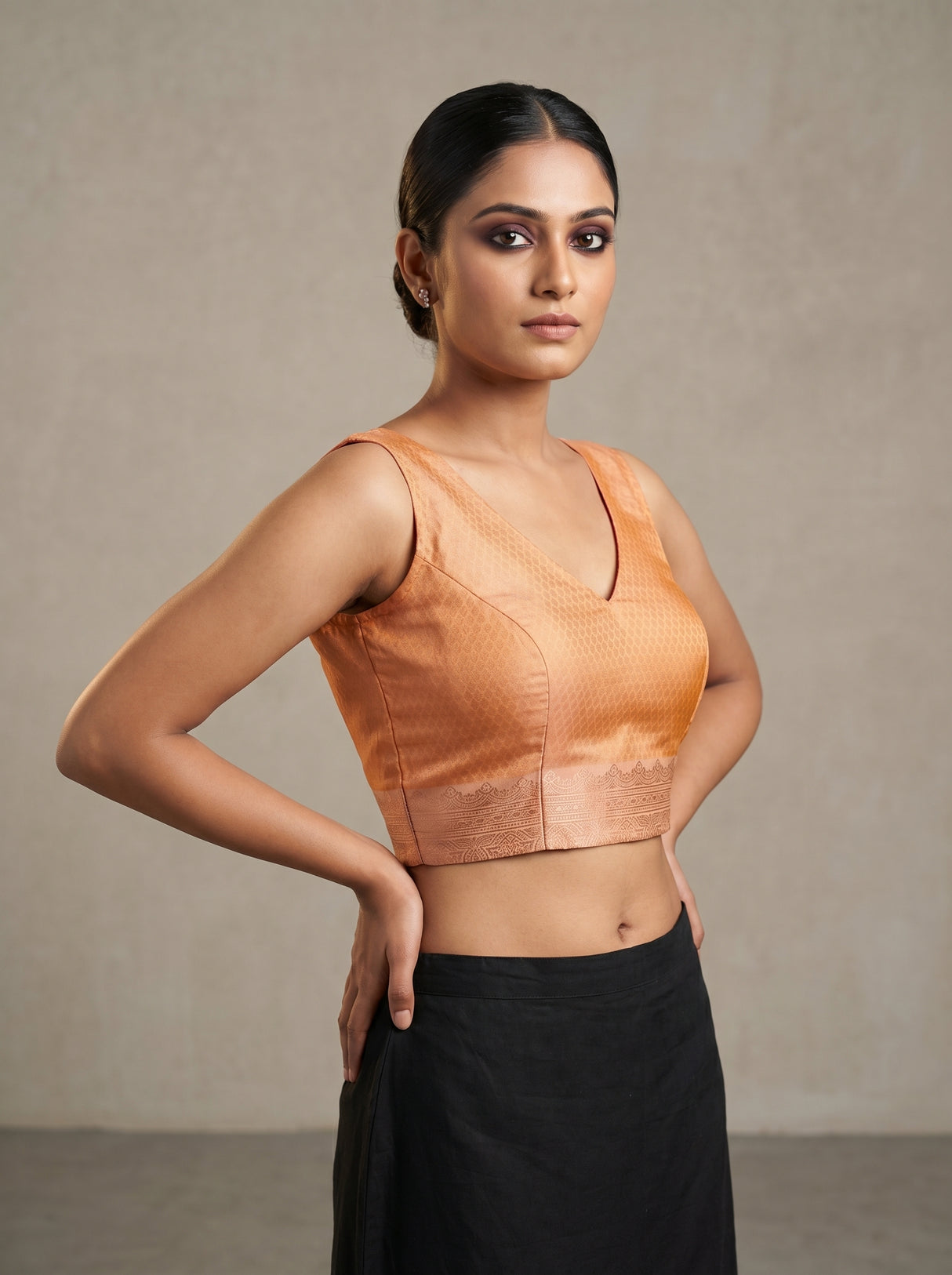 MIMOSA Peach Kanjivaram Art Silk Saree β blouse close-up