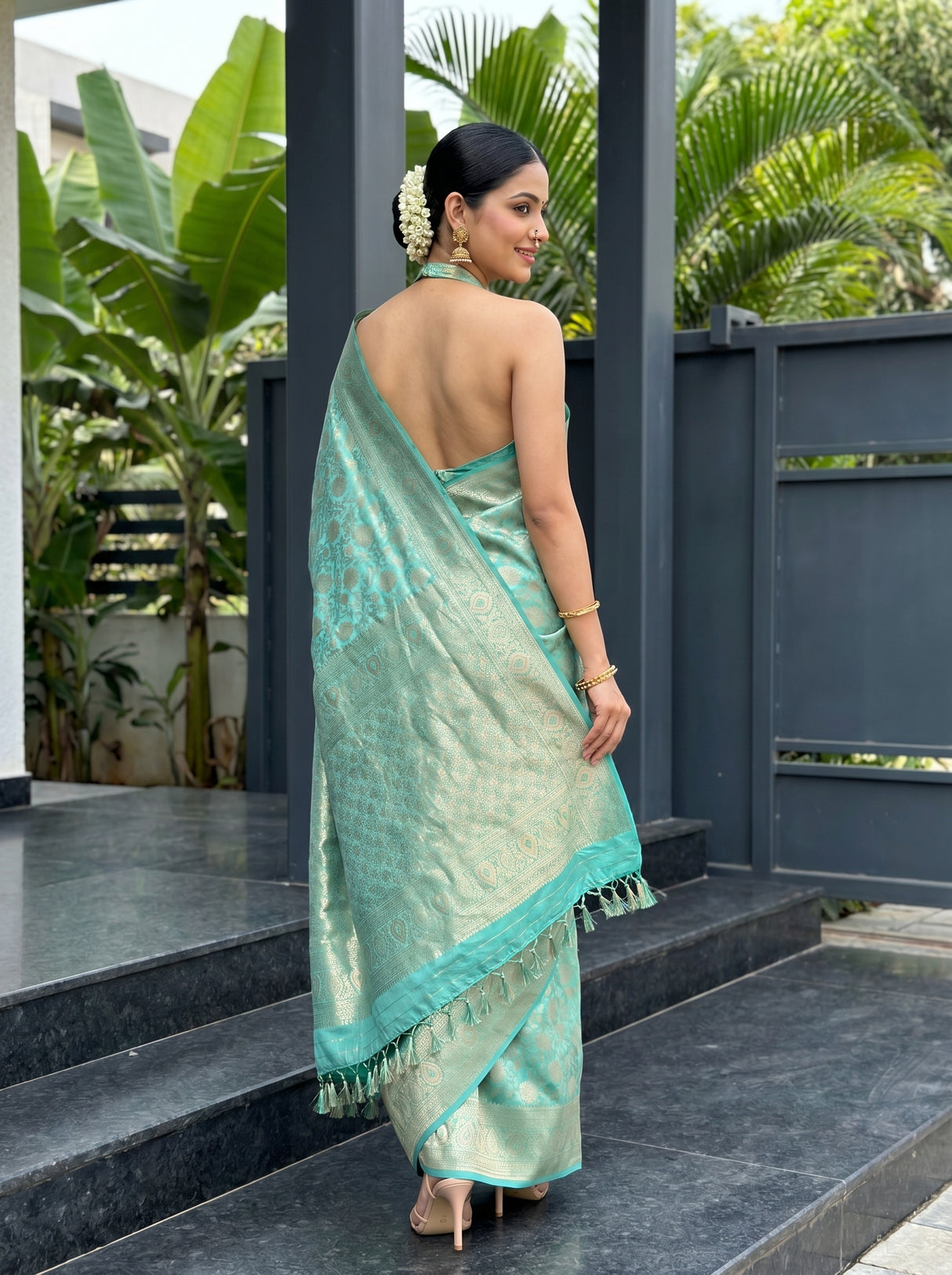 MIMOSA Rama Kanjivaram Art Silk Saree β pose 9 styling detail