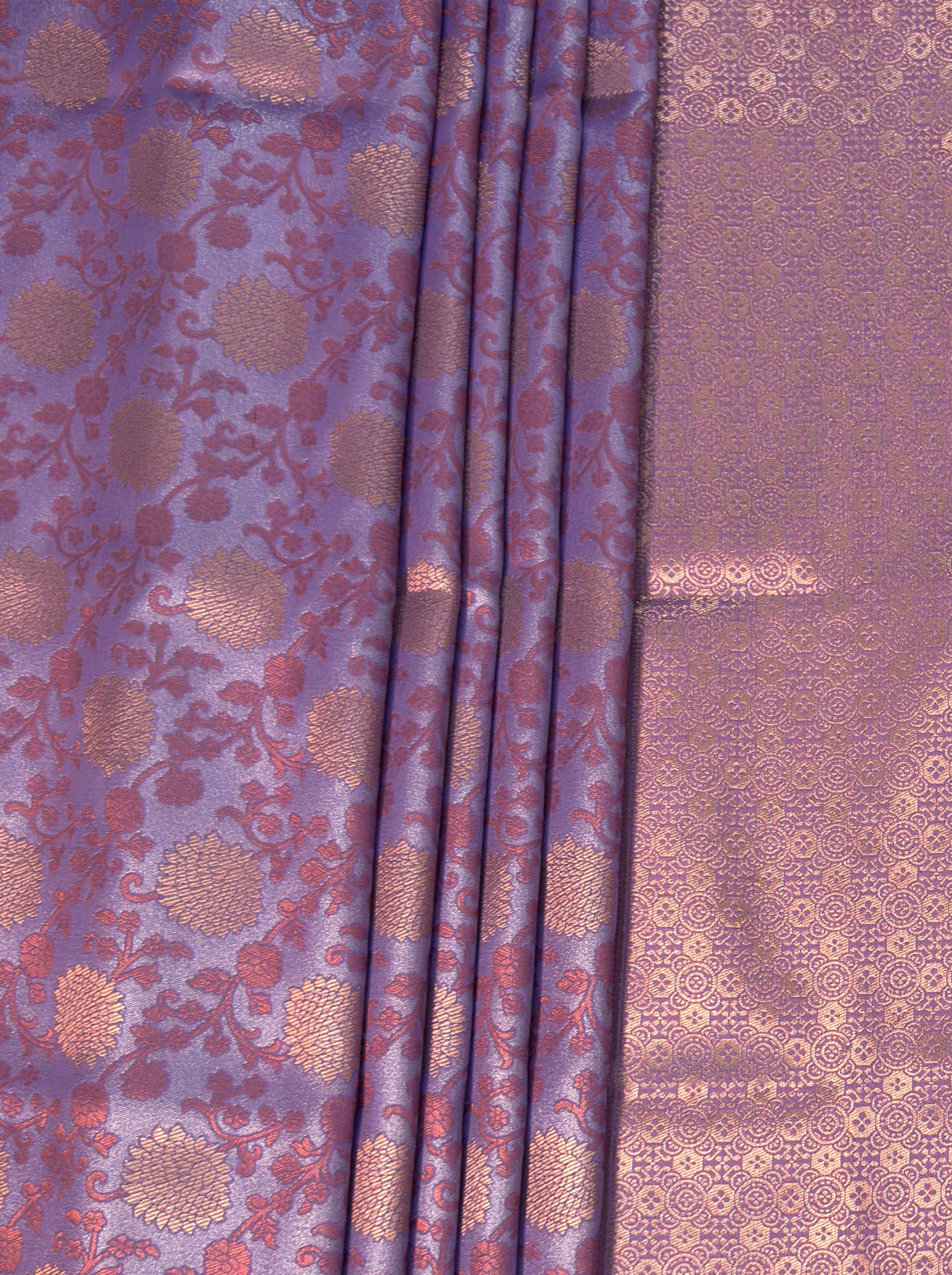 MIMOSA Violet Kanjivaram Art Silk Saree β Lower Body and Drape Detail
