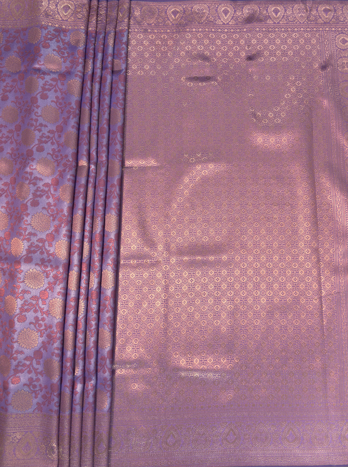 MIMOSA Violet Kanjivaram Art Silk Saree β Pallu Detail