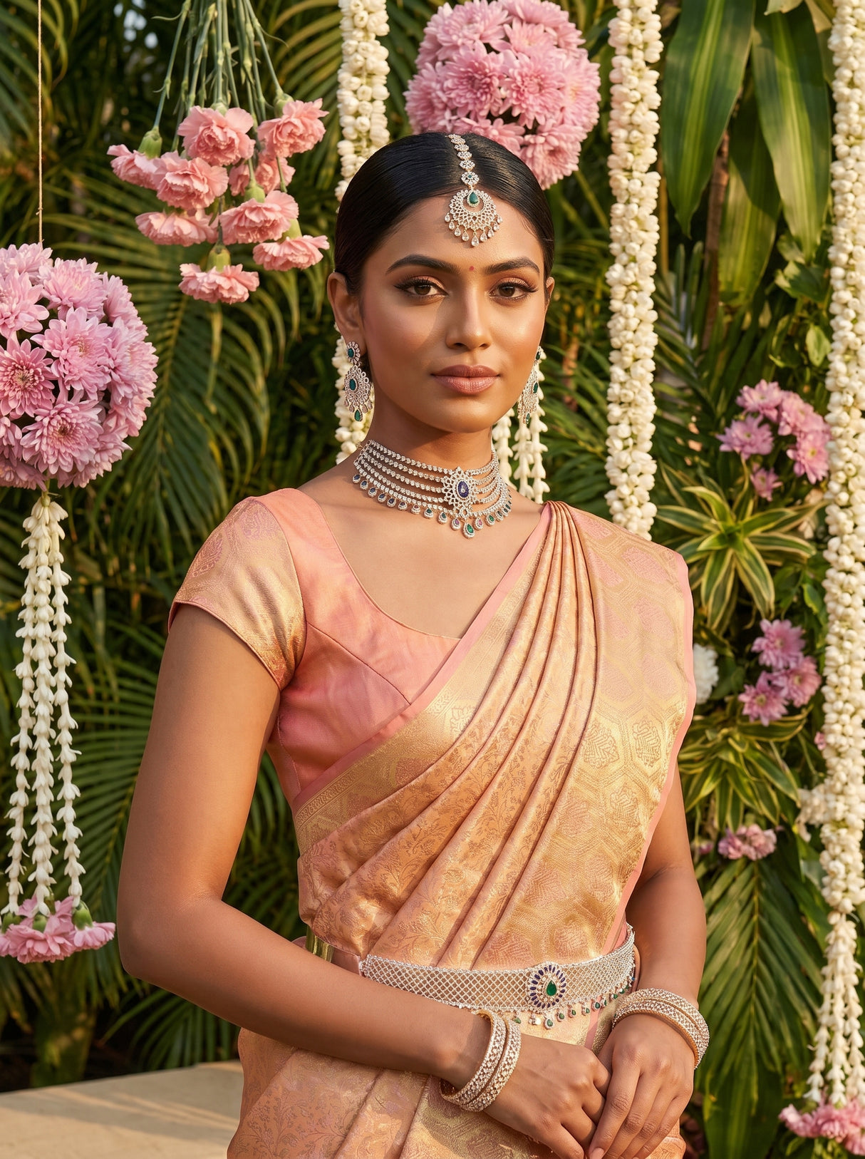 MIMOSA Peach Kanjivaram Art Silk Saree β pose 10 styling detail