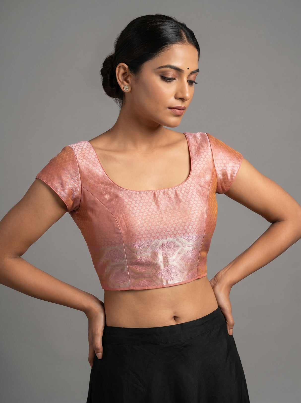 MIMOSA Peach Kanjivaram Art Silk Saree β blouse close-up