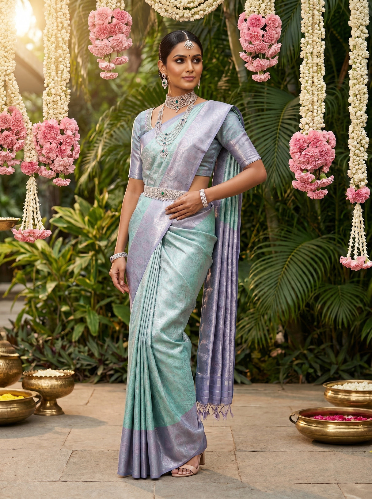 MIMOSA Rama Kanjivaram Art Silk Saree β pose 7 styling detail