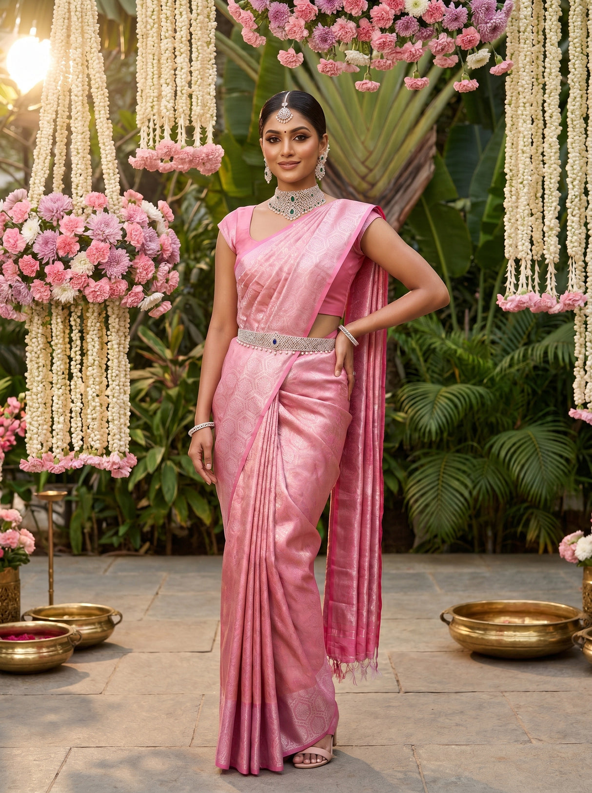 MIMOSA Strawberry Kanjivaram Art Silk Saree β pose 7 styling detail