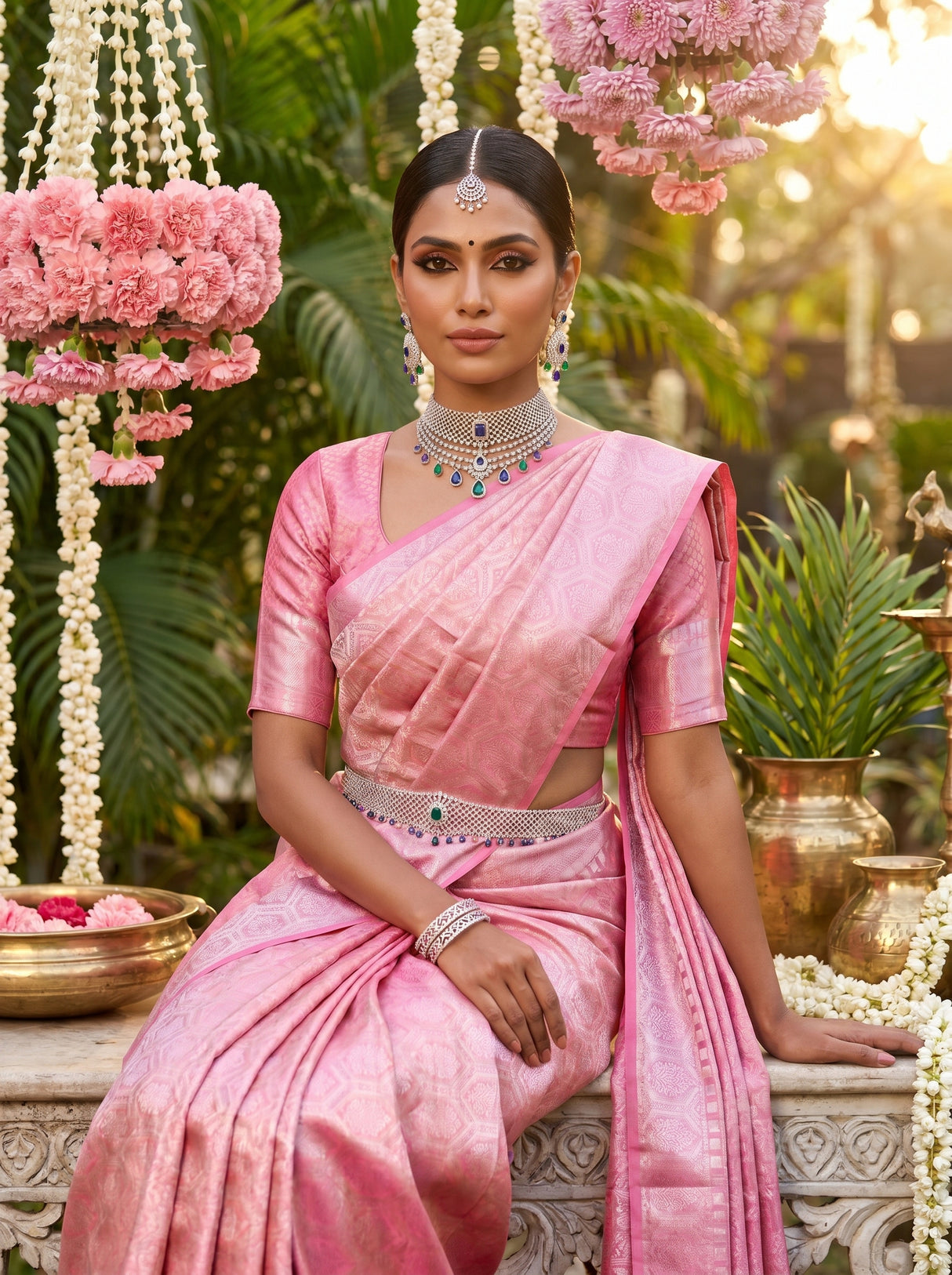 MIMOSA Strawberry Kanjivaram Art Silk Saree β pose 8 styling detail