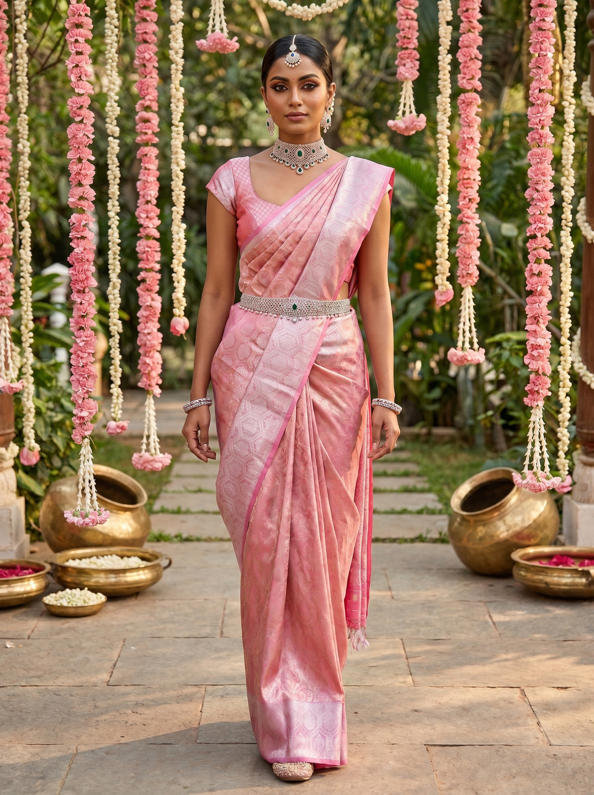 MIMOSA Strawberry Kanjivaram Art Silk Saree β pose 9 styling detail