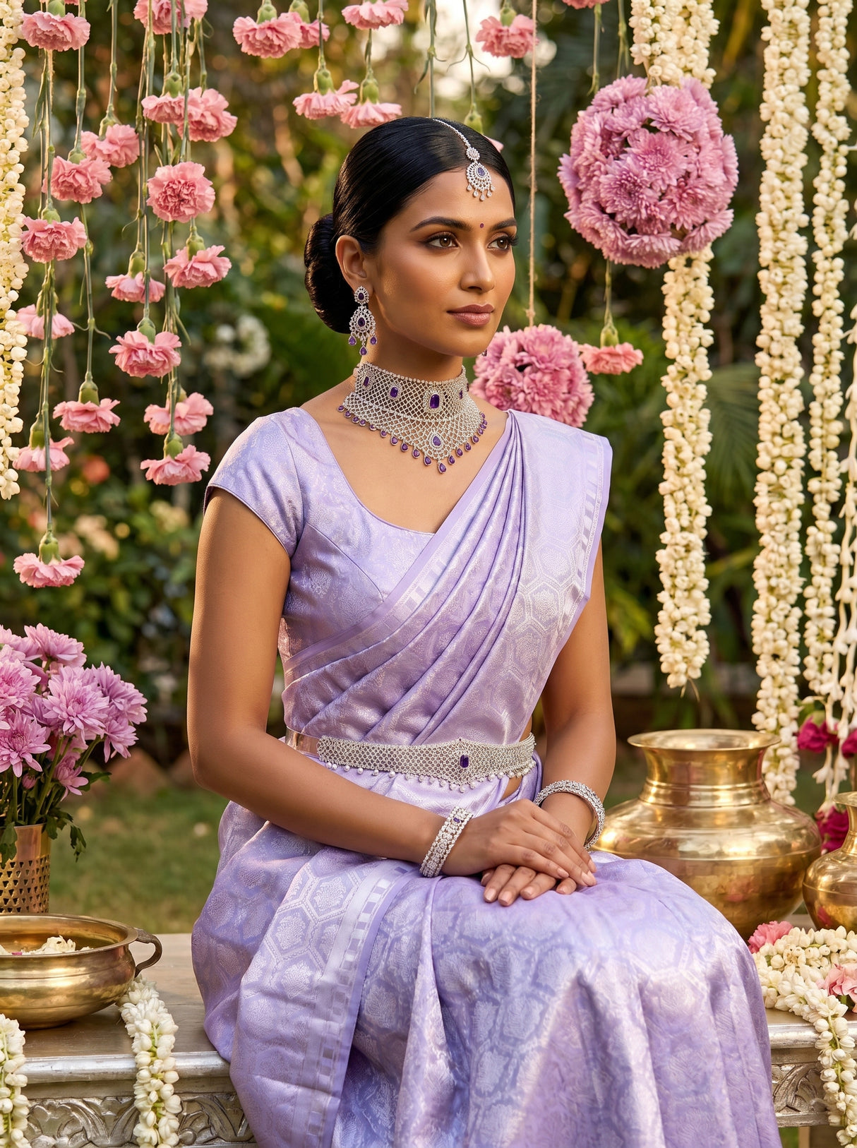 MIMOSA Violet Kanjivaram Art Silk Saree β pose 8 styling detail
