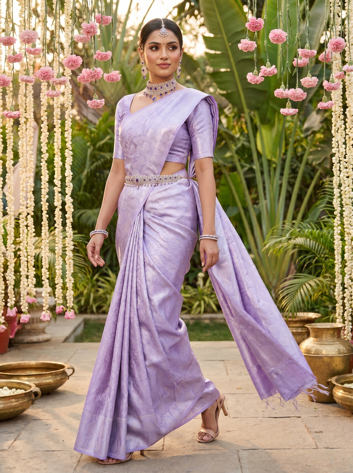 MIMOSA Violet Kanjivaram Art Silk Saree β pose 9 styling detail