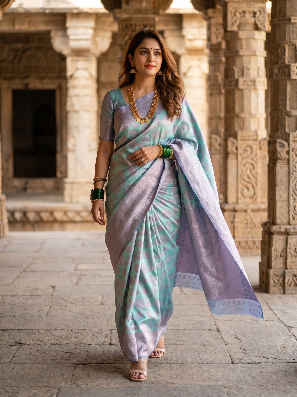 MIMOSA Rama Kanjivaram Art Silk Saree β pose 7 styling detail