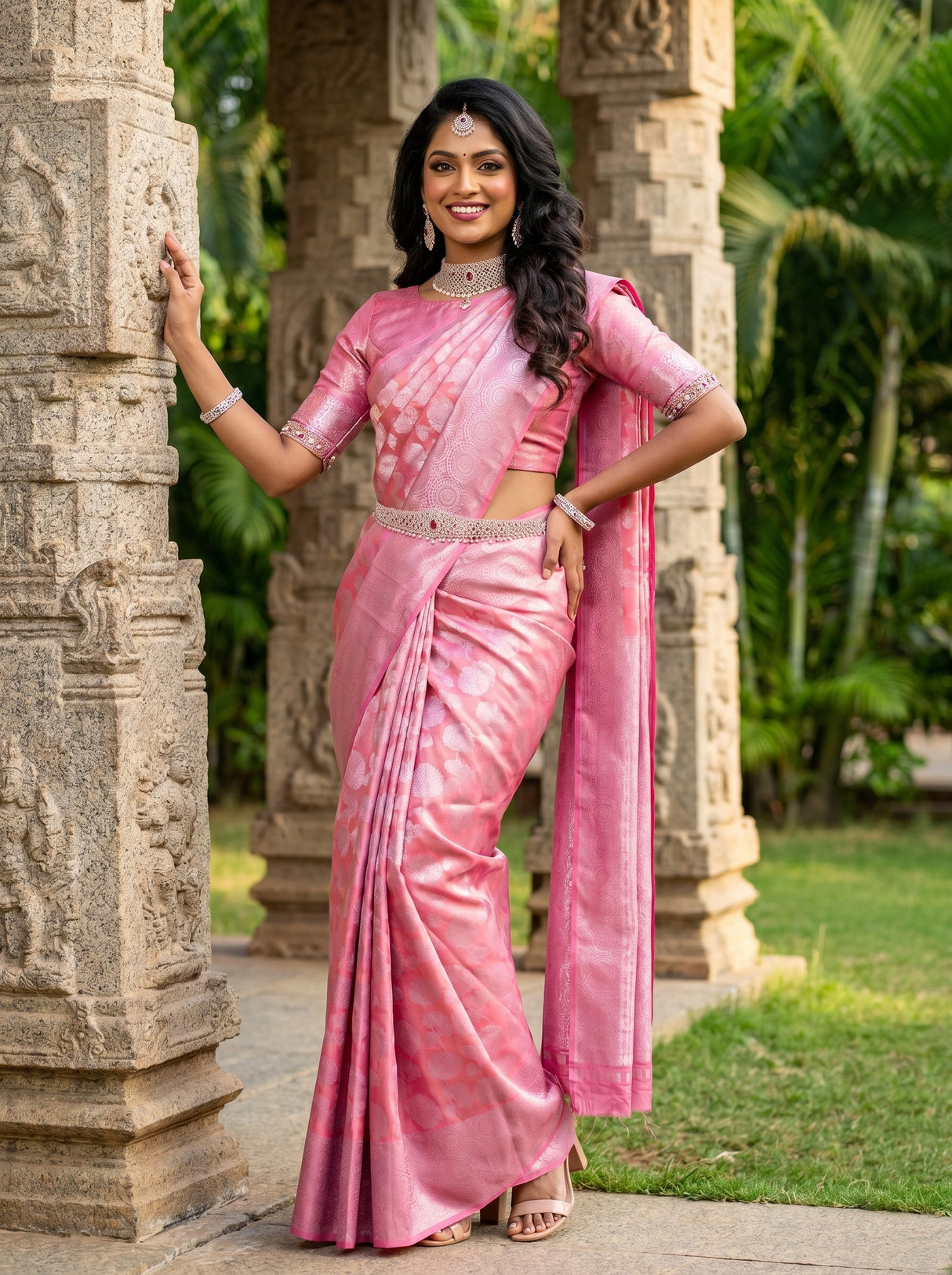 MIMOSA Strawberry Kanjivaram Art Silk Saree β blouse piece view