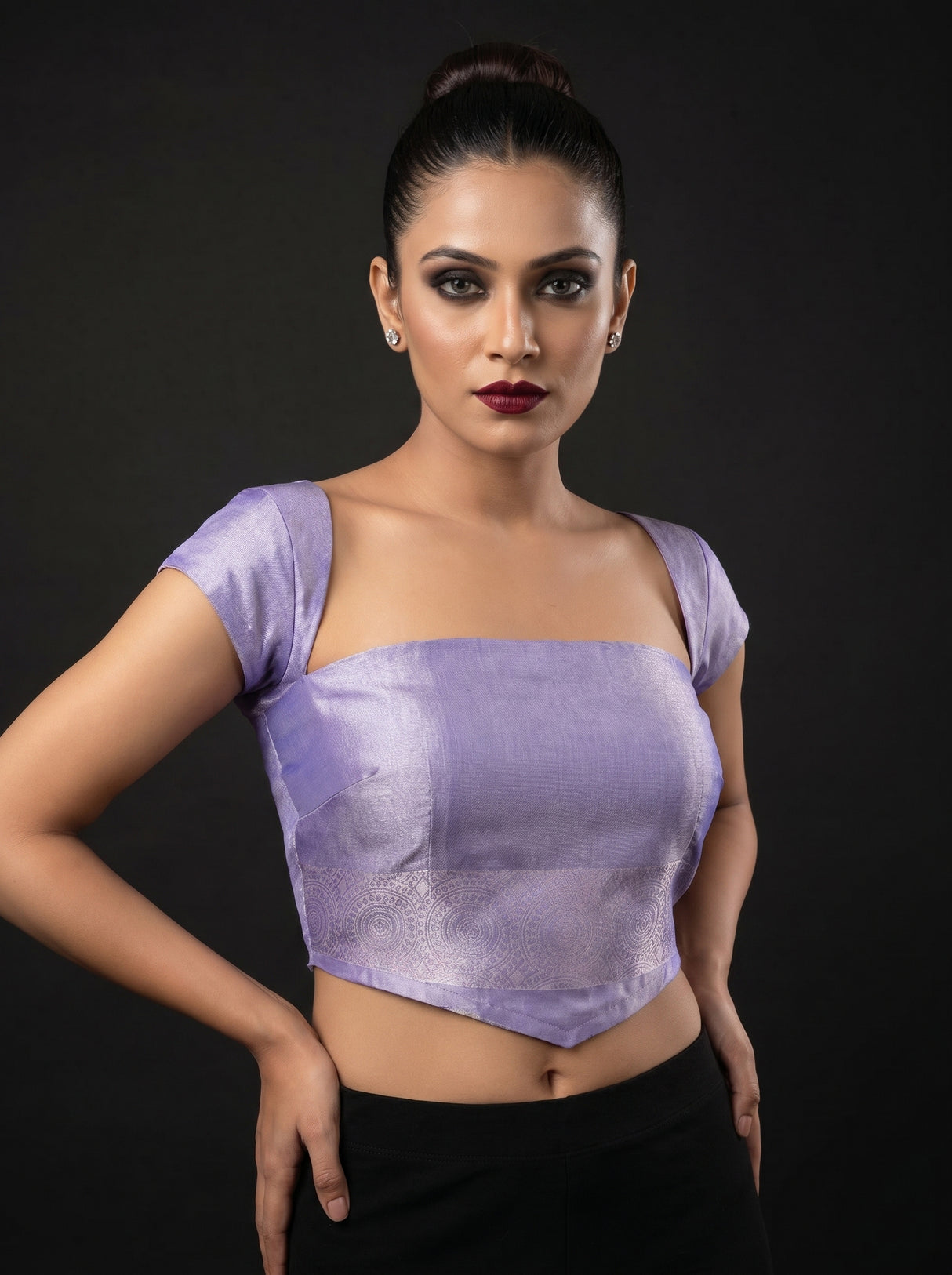 MIMOSA Violet Kanjivaram Art Silk Saree β blouse close-up
