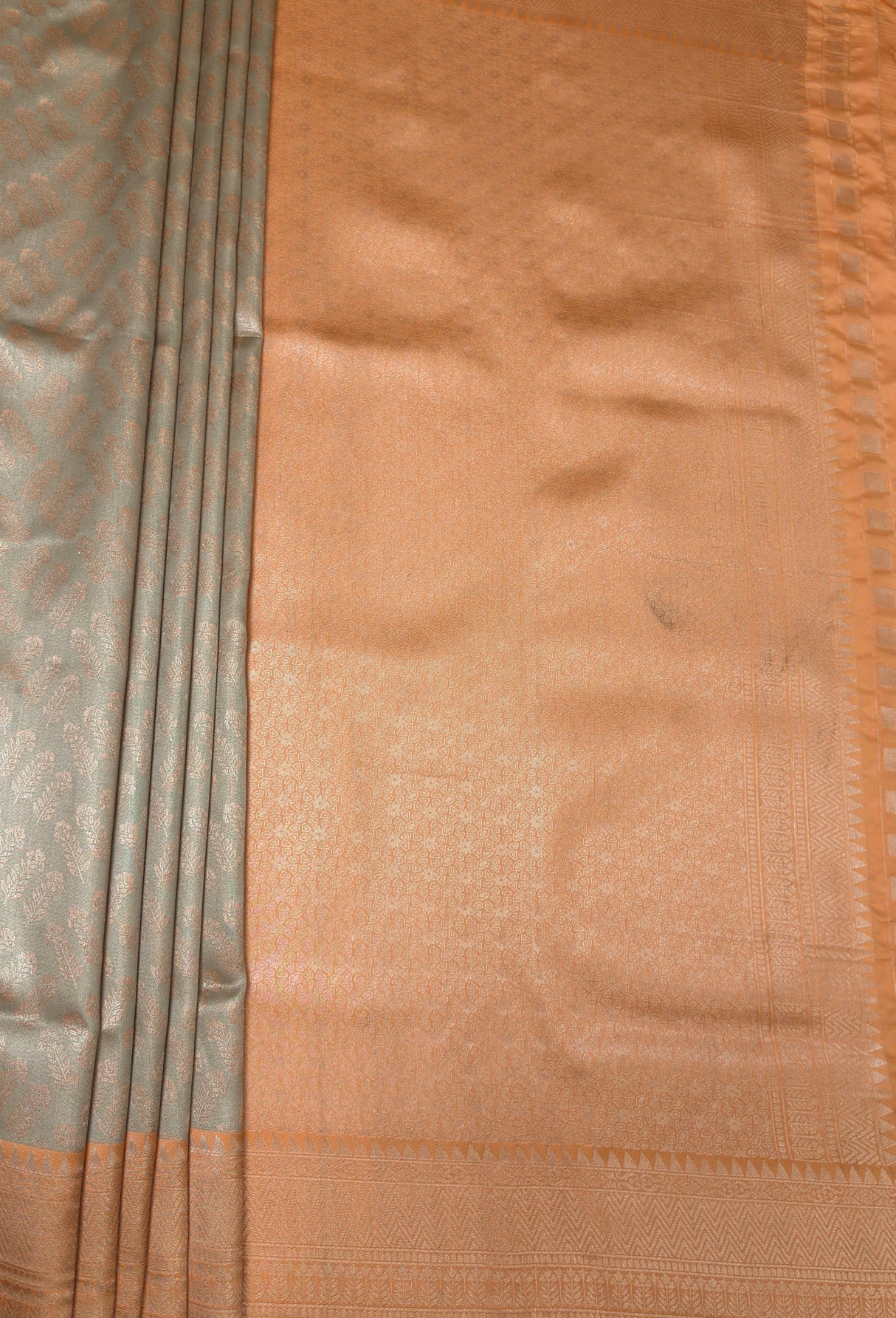 MIMOSA Chikoo Kanjivaram Art Silk Saree — pallu end detail