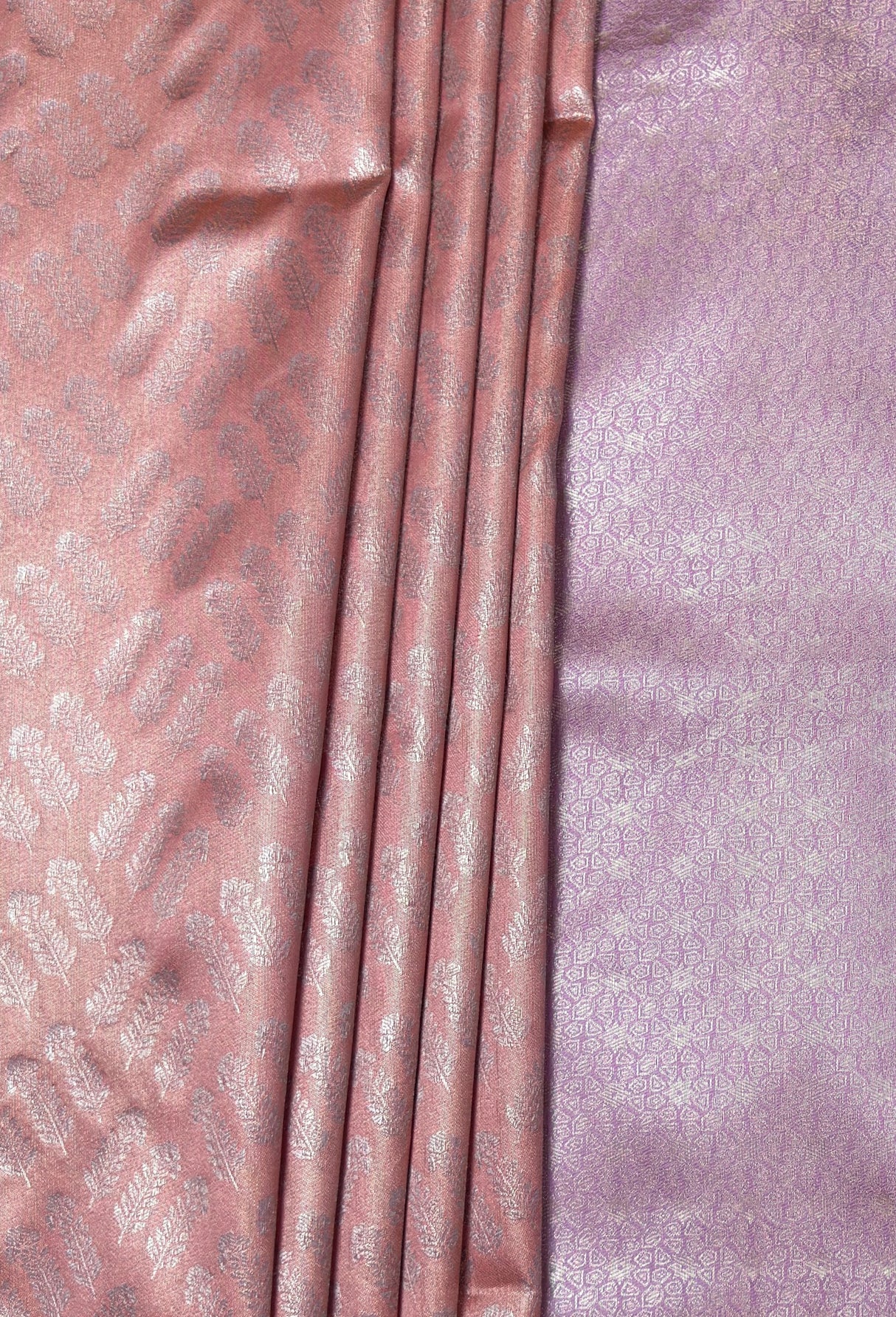 MIMOSA Pink Kanjivaram Art Silk Saree — close-up of drape and border