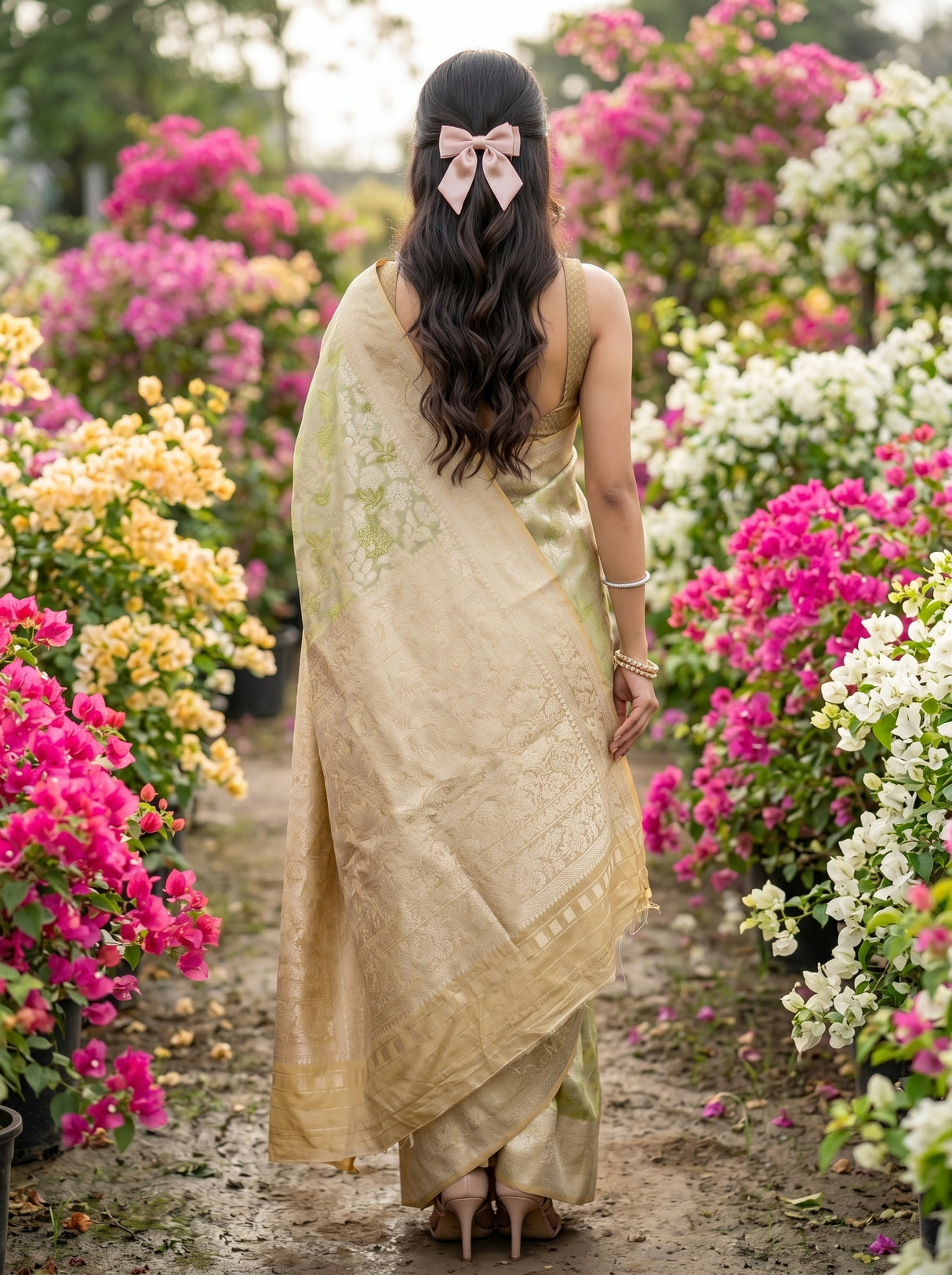 MIMOSA Olive Saree Saree — pose 2 styling detail