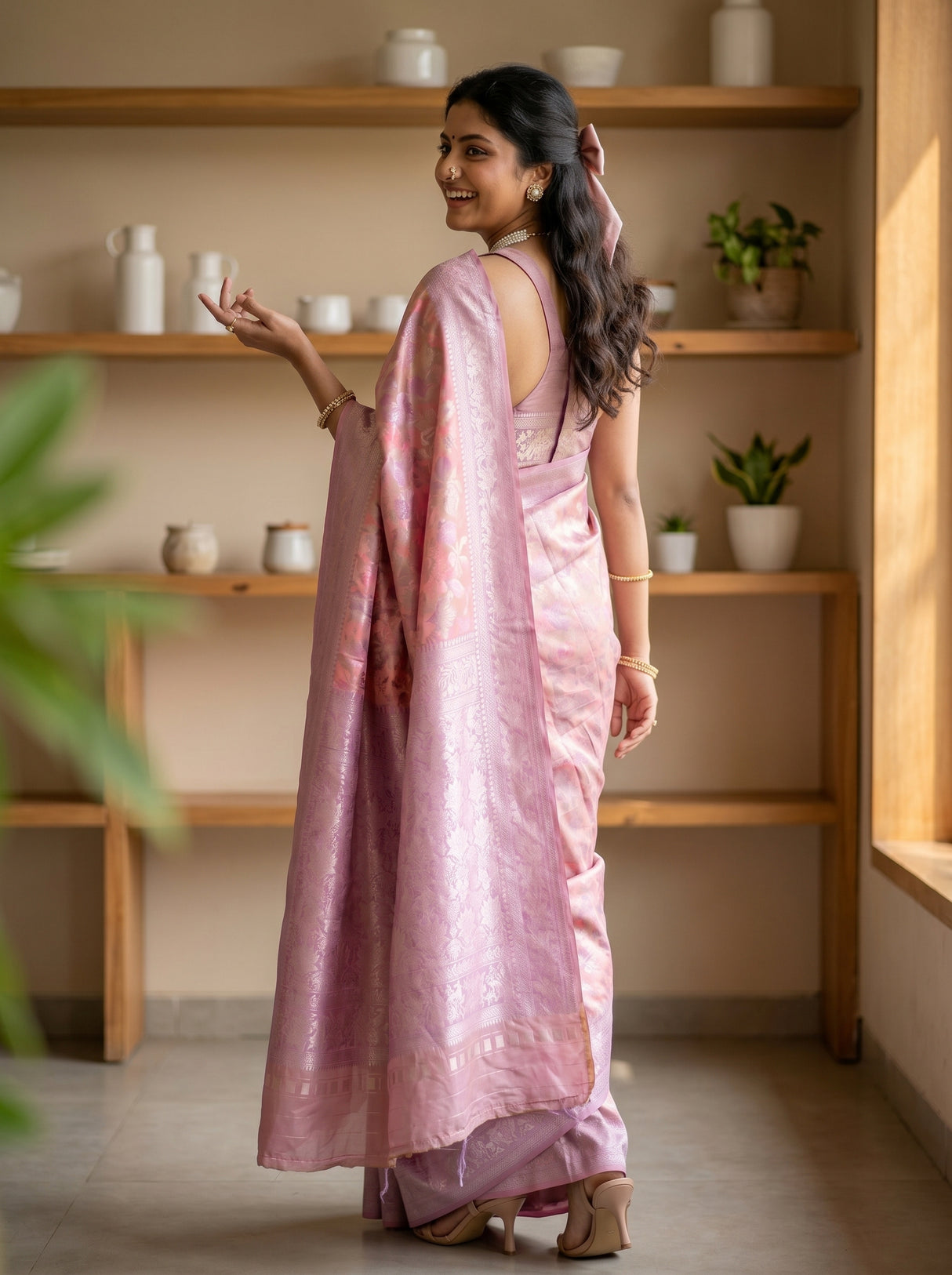 MIMOSA Pink Saree Saree — pose 7 styling detail
