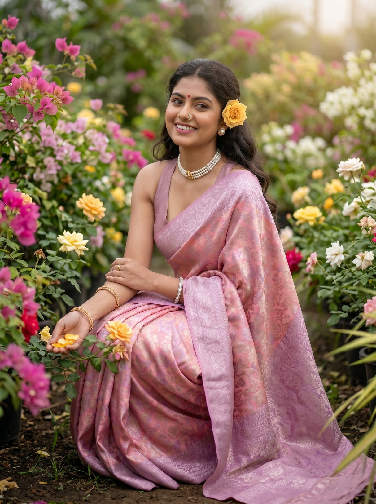 MIMOSA Pink Saree Saree — pose 8 styling detail