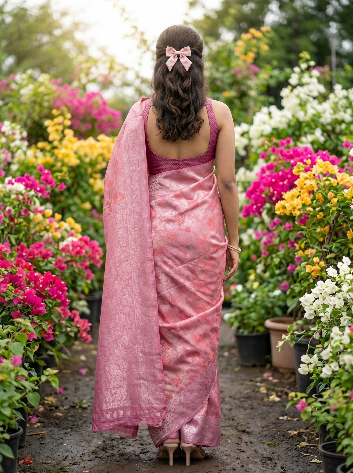 MIMOSA Strawberry Saree Saree — pose 2 styling detail