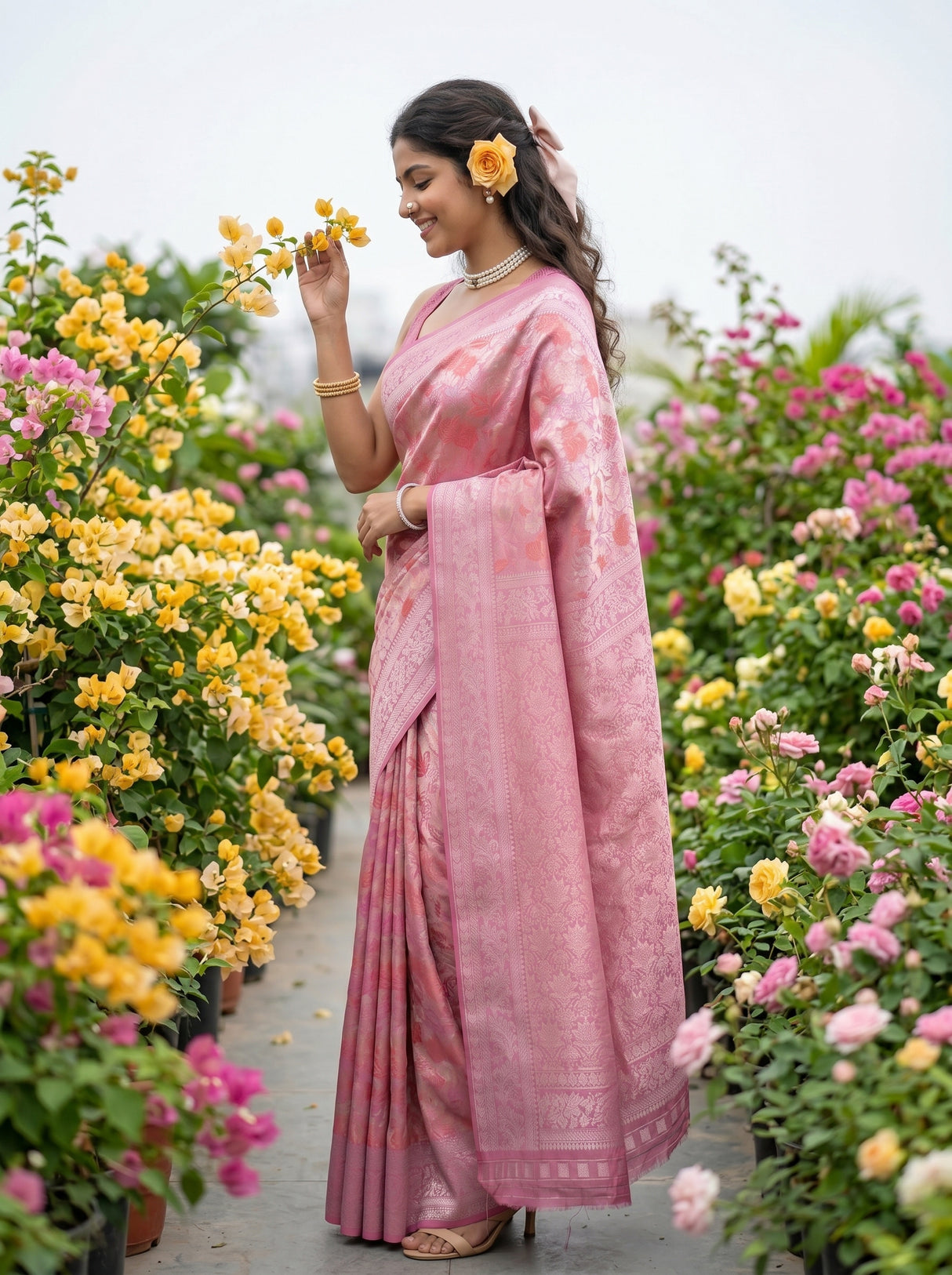 MIMOSA Strawberry Saree Saree — pose 3 styling detail