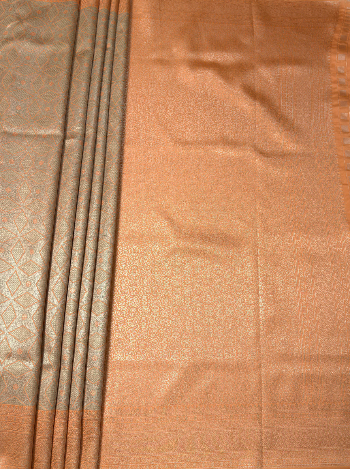 MIMOSA Chikoo Kanjivaram Art Silk Saree — pallu and zari work detail