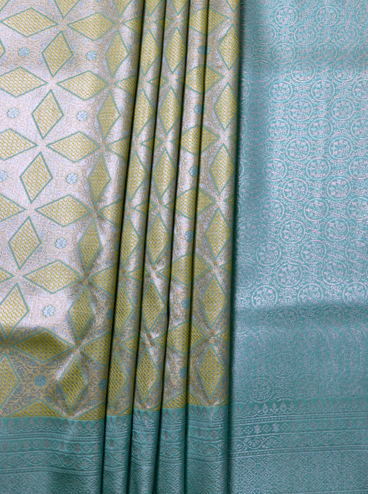 MIMOSA Olive Kanjivaram Art Silk Saree — fleets shot full lifestyle