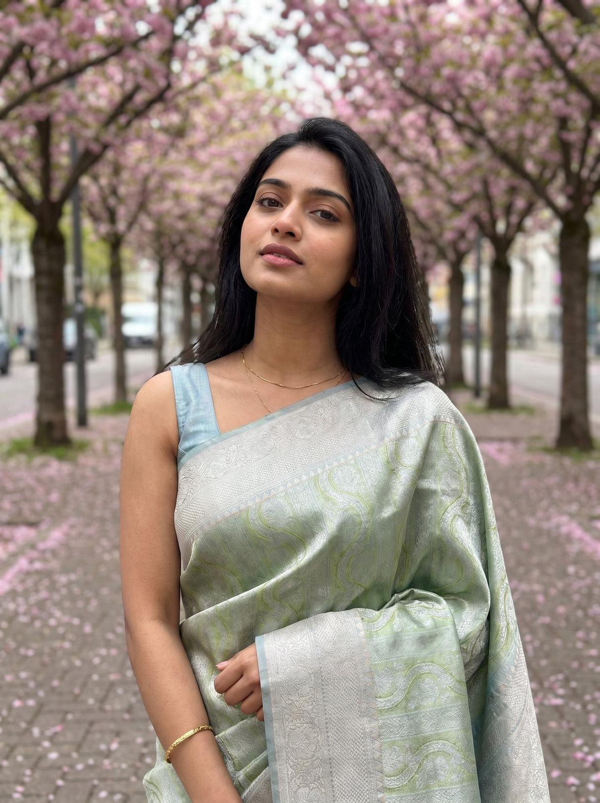 MIMOSA Olive Kanjivaram Art Silk Saree β pose 10 styling detail