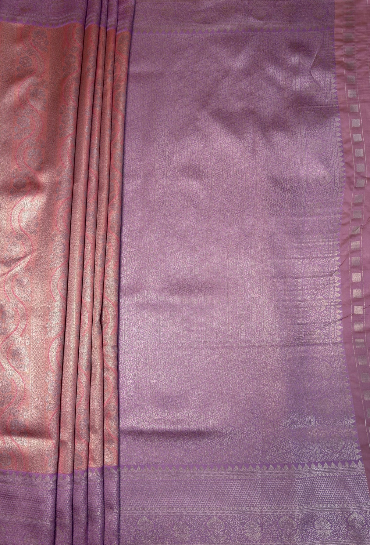 MIMOSA Pink Kanjivaram Art Silk Saree β pallu and zari work detail